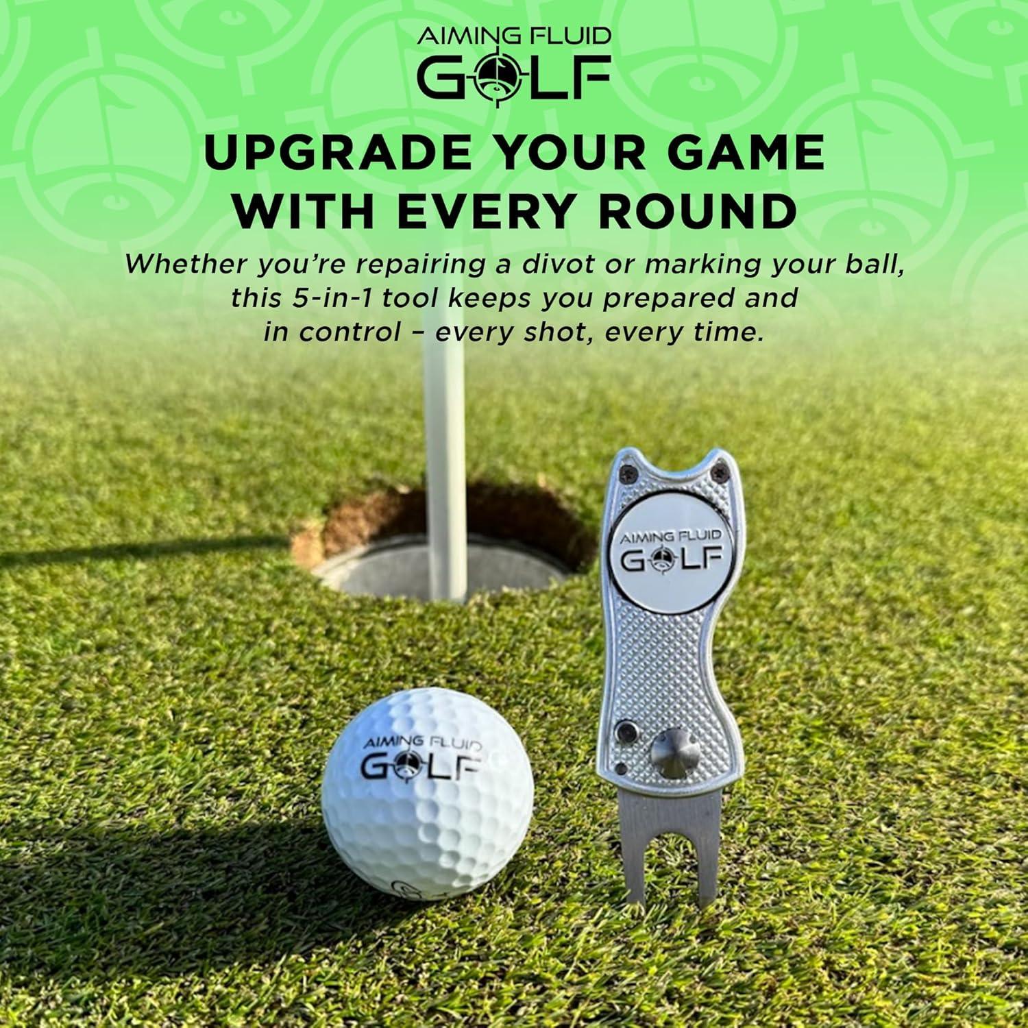 Herramienta de Divot de Golf 5 en 1 Aiming Fluid Golf - Metal