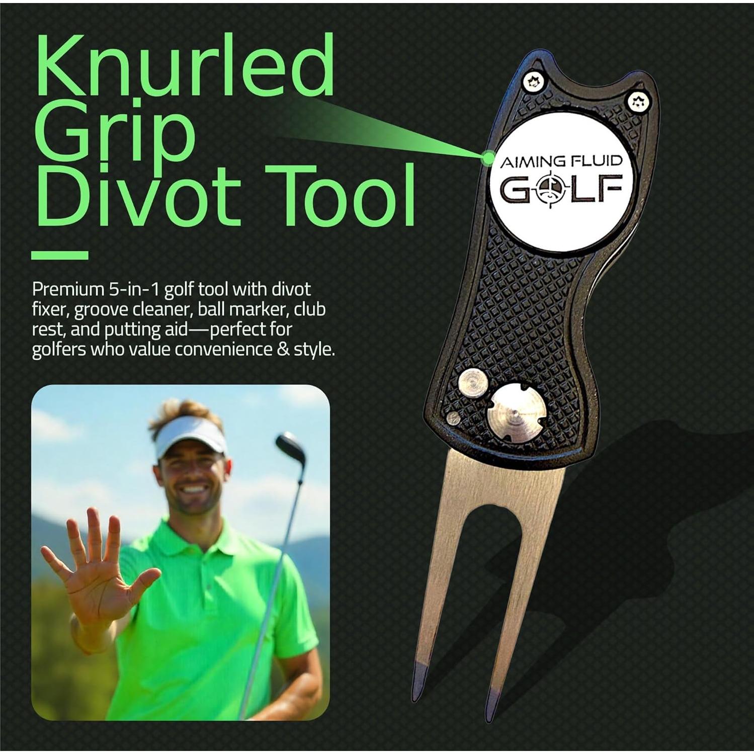 Herramienta de Divot de Golf 5 en 1 Aiming Fluid Golf - Metal