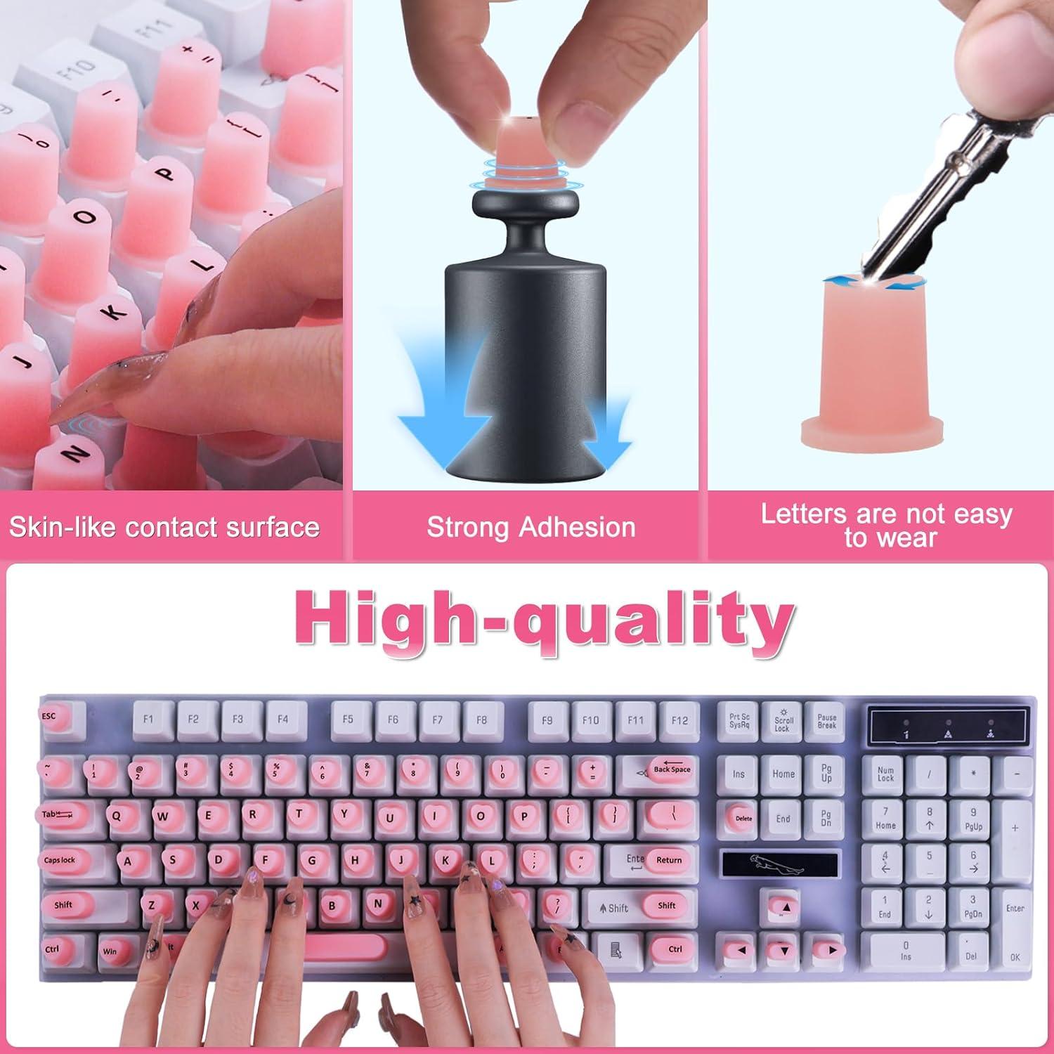 Calcomanías Elevadas para Teclado Raisetip Rosa 70 Pcs