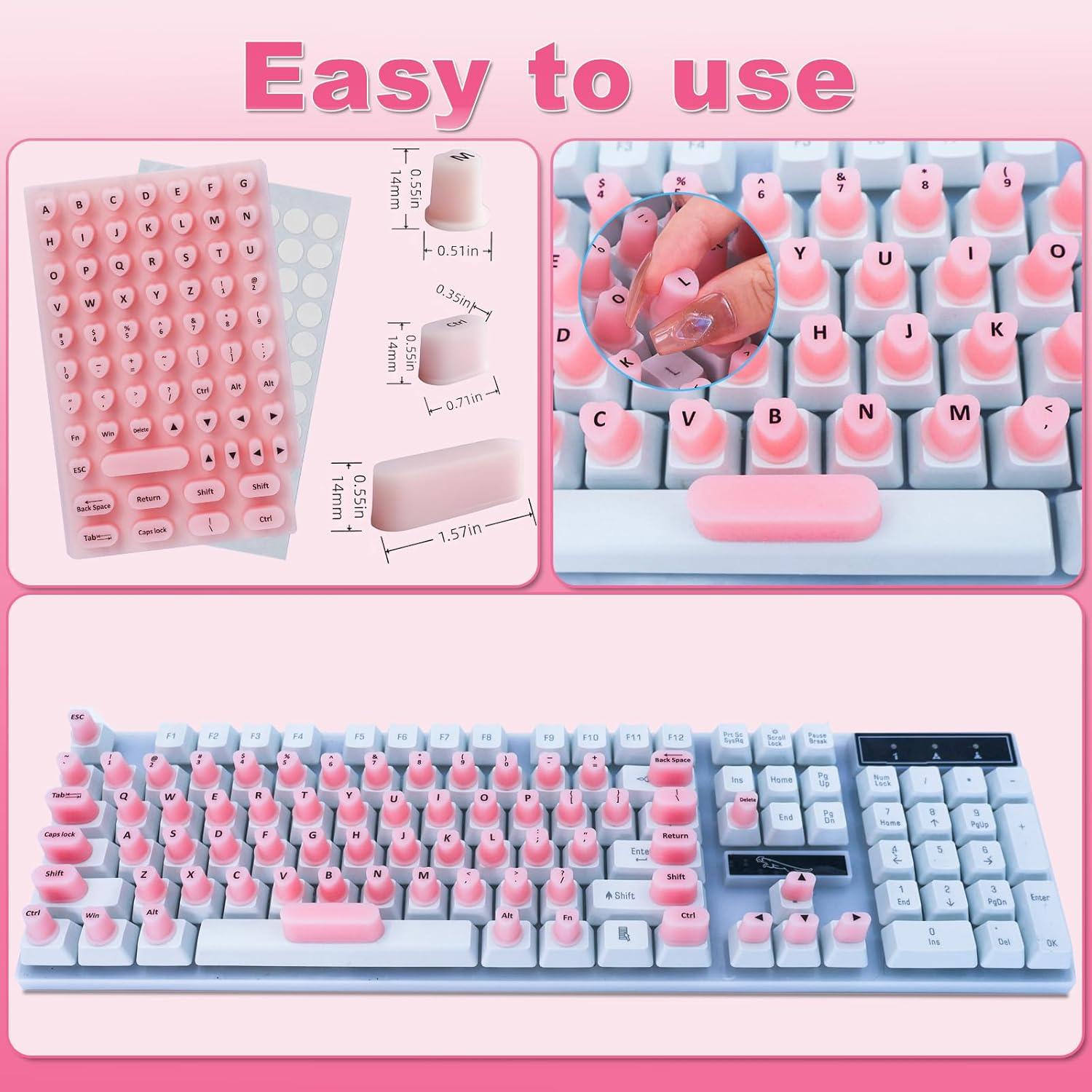 Calcomanías Elevadas para Teclado Raisetip Rosa 70 Pcs