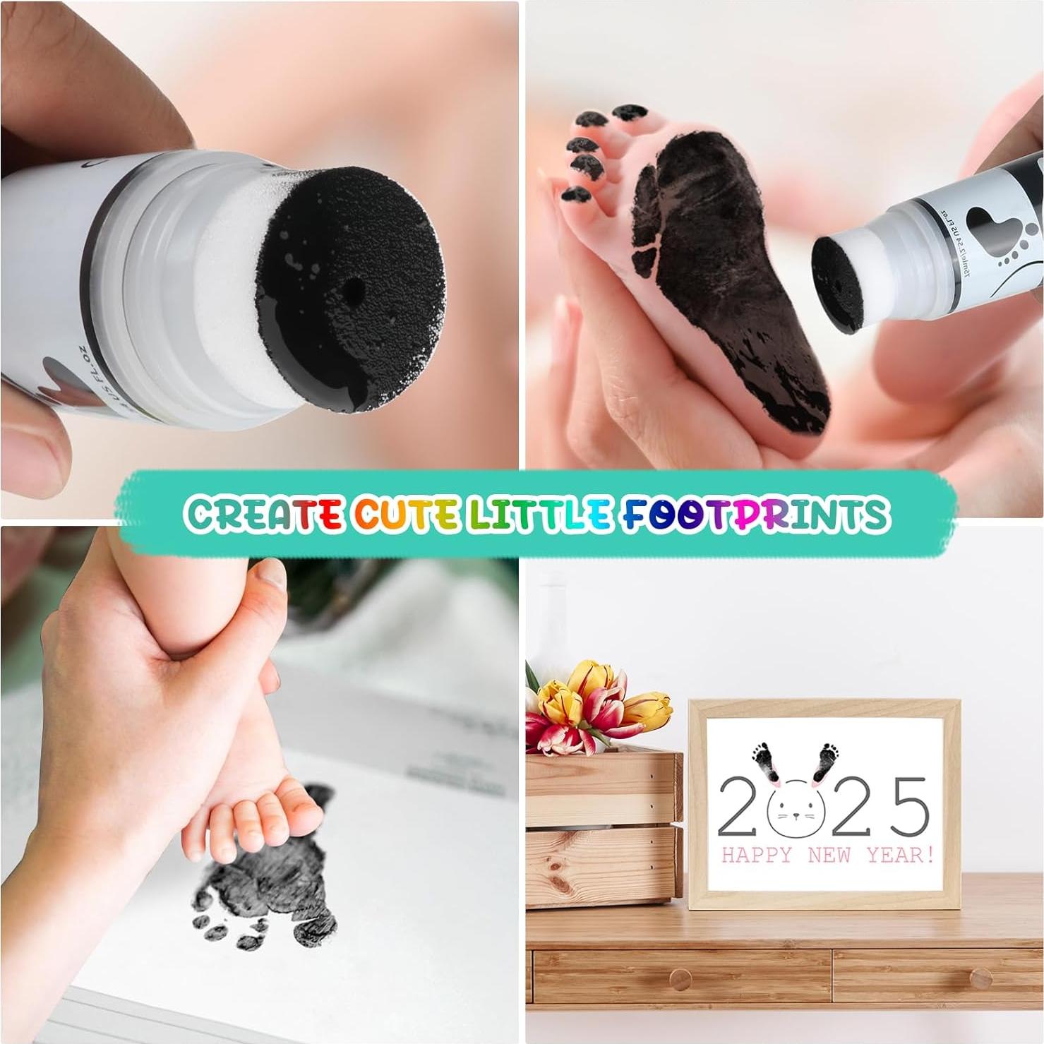 Kit de Tinta para Huellas de Manos y Pies Bebé 75ml No Tóxico