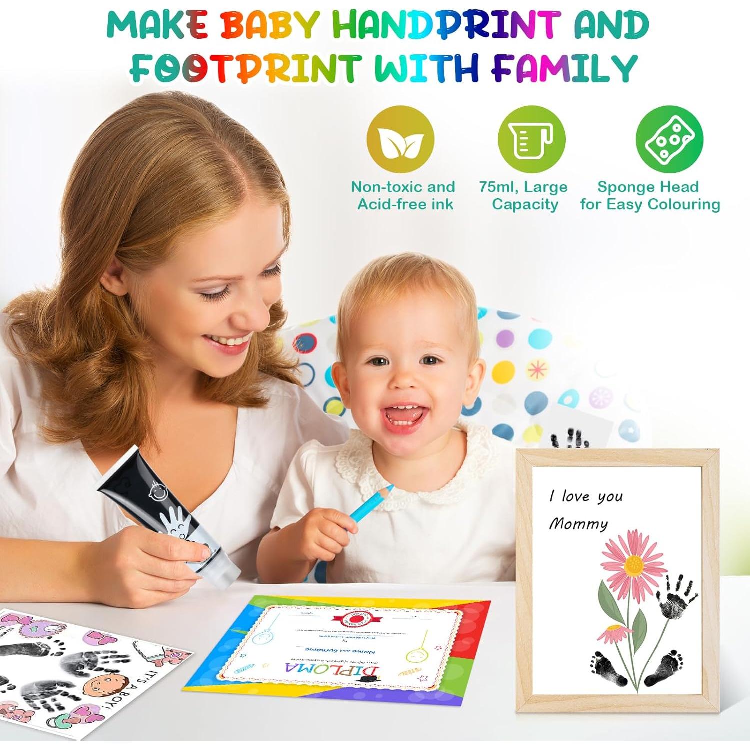 Kit de Tinta para Huellas de Manos y Pies Bebé 75ml No Tóxico