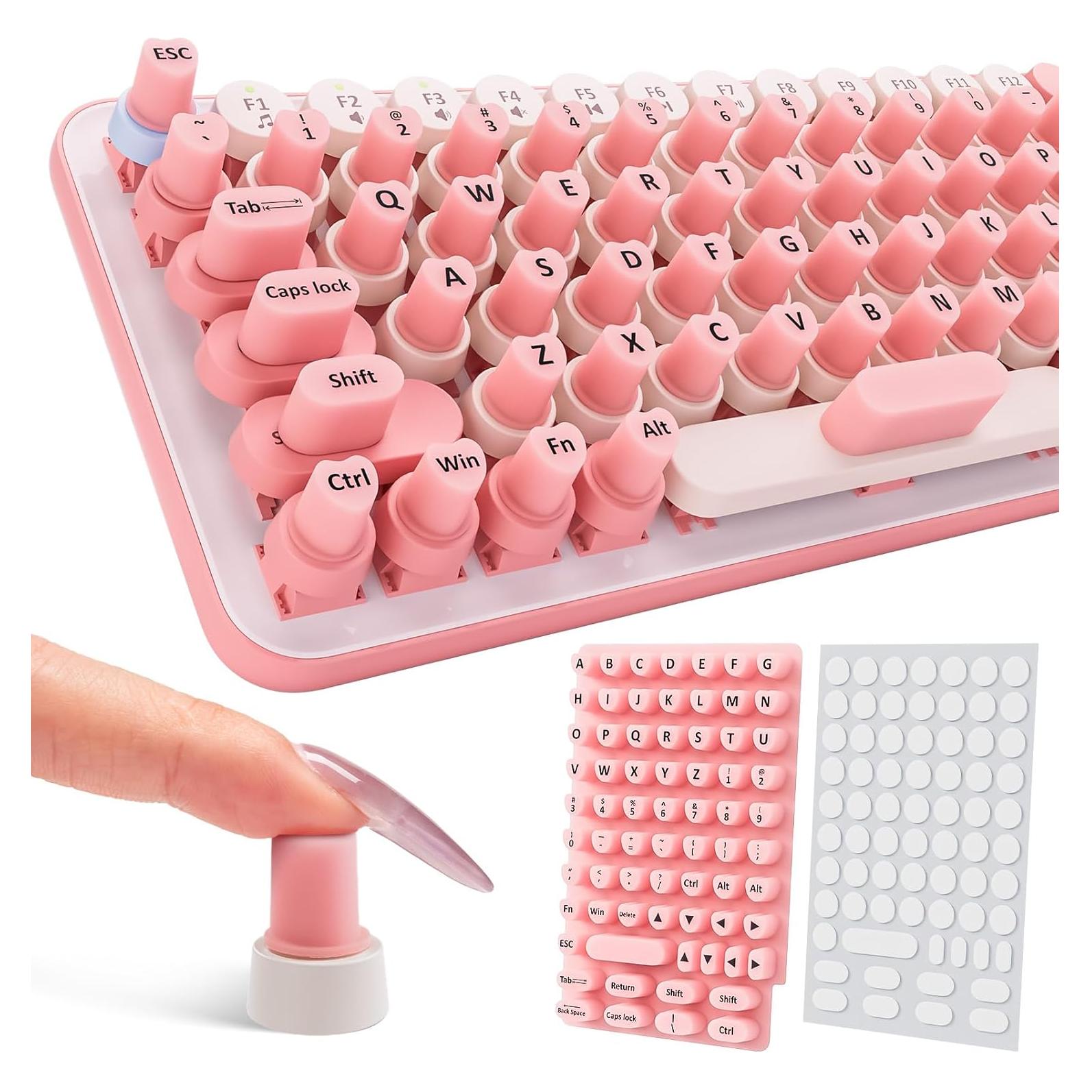 Calcomanías de Teclado para Uñas Largas Udefineit 70PCS Rosa