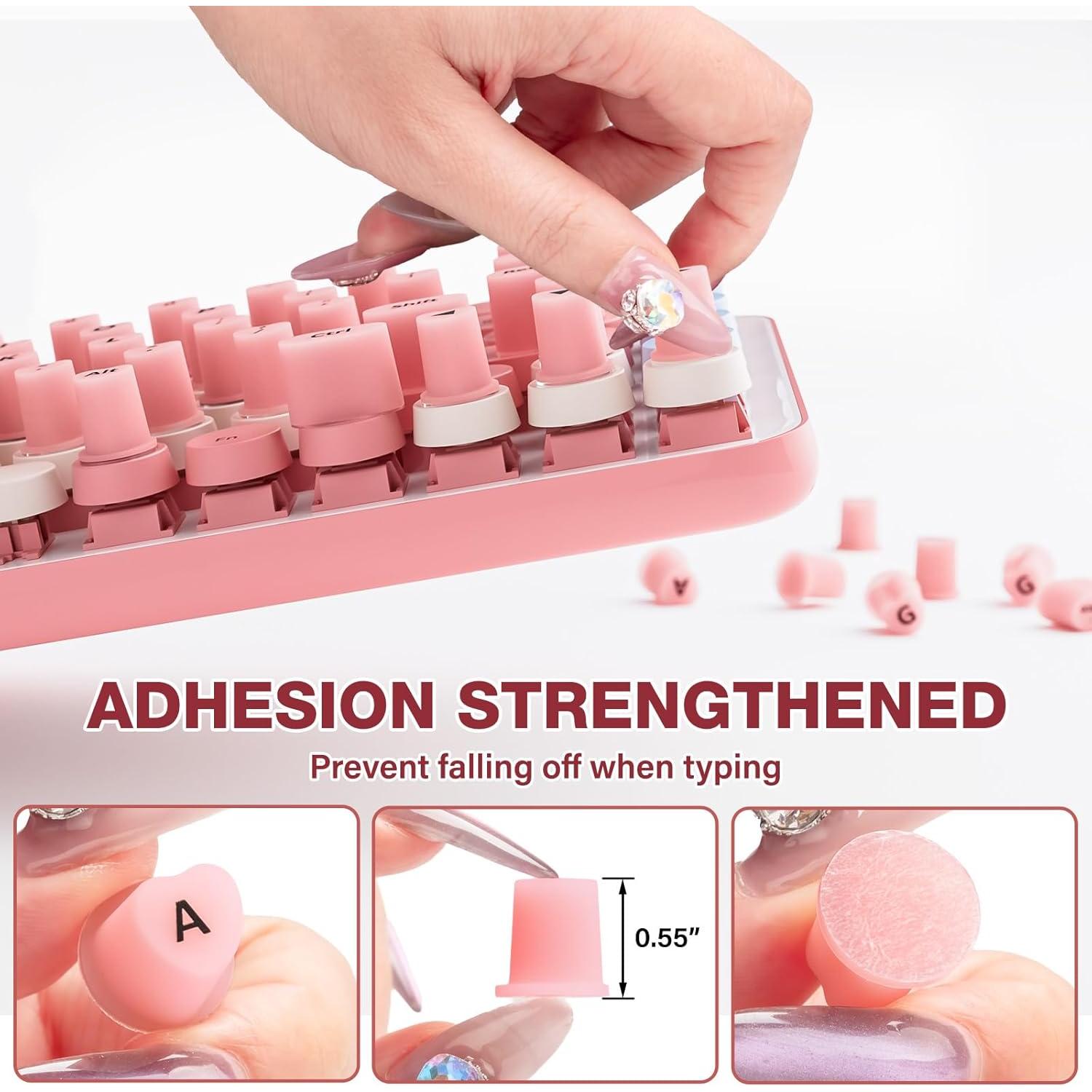 Calcomanías de Teclado para Uñas Largas Udefineit 70PCS Rosa