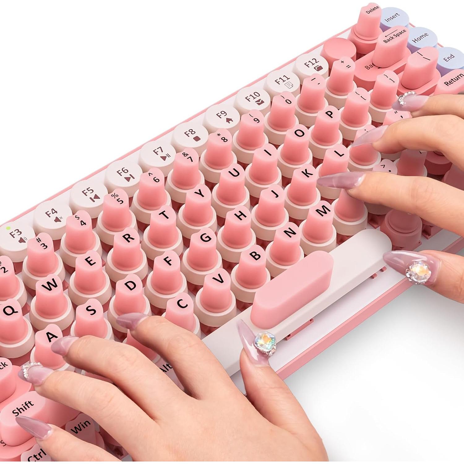 Calcomanías de Teclado para Uñas Largas Udefineit 70PCS Rosa