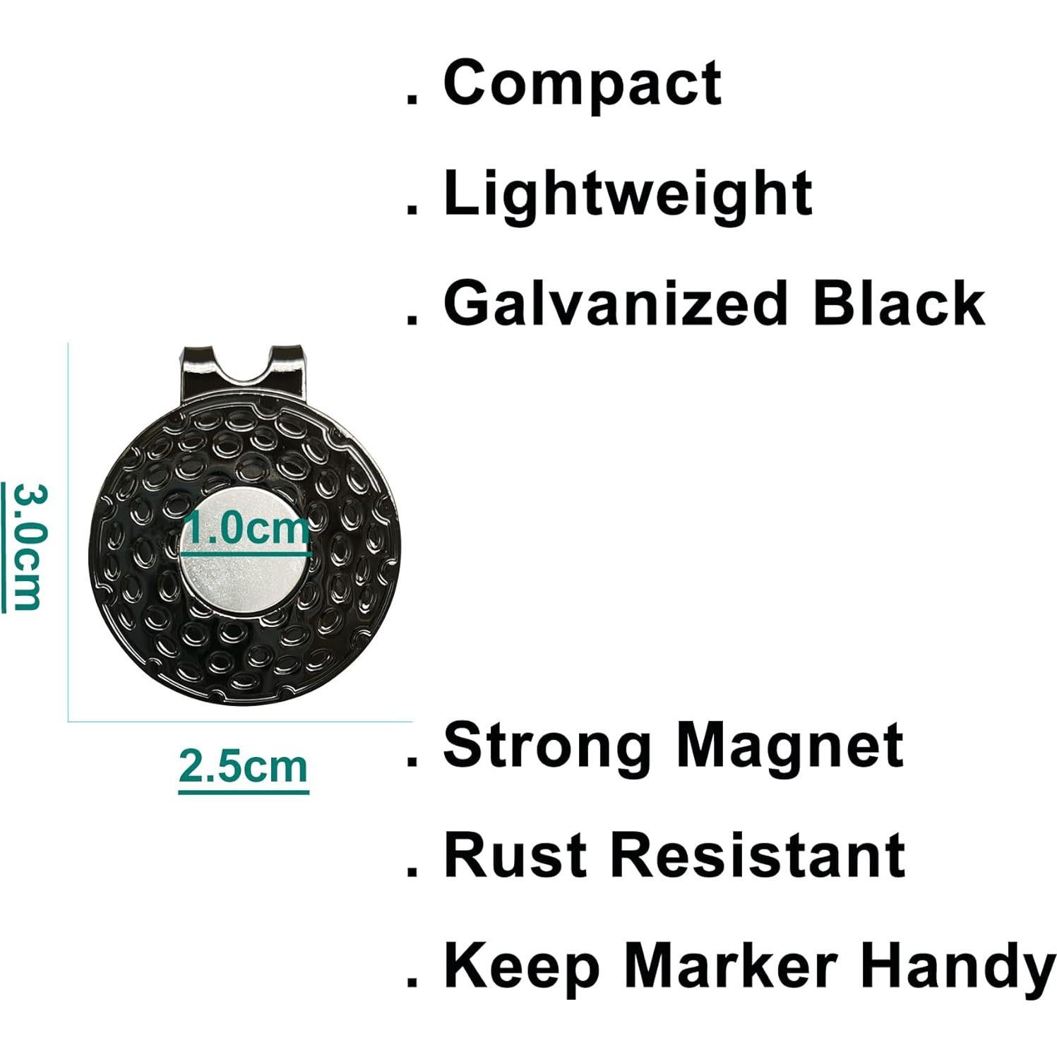 Clip de Sombrero de Golf Magnético Eshan 4, 6 o 8 Pcs Negro
