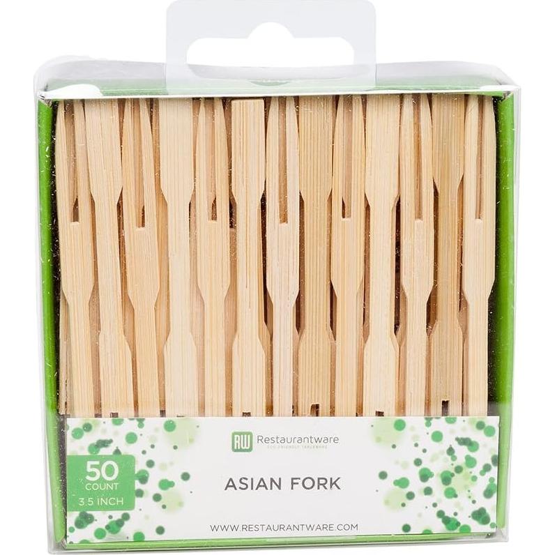 Mini Tenedores de Bambú Restaurantware 8.89 cm 50 Unidades