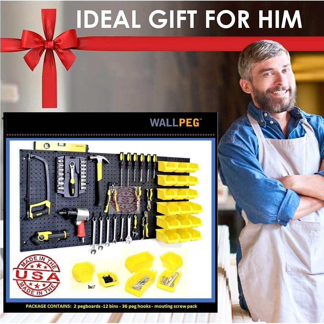 Paneles de Clavos WallPeg 2 Negros 61x41 cm con 12 Bins y 36 Ganchos