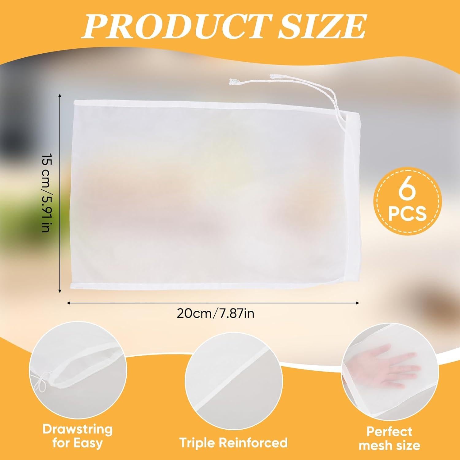 Bolsa de Estrangulación de Nueces 6PCS Nylon 20x15cm Reutilizables
