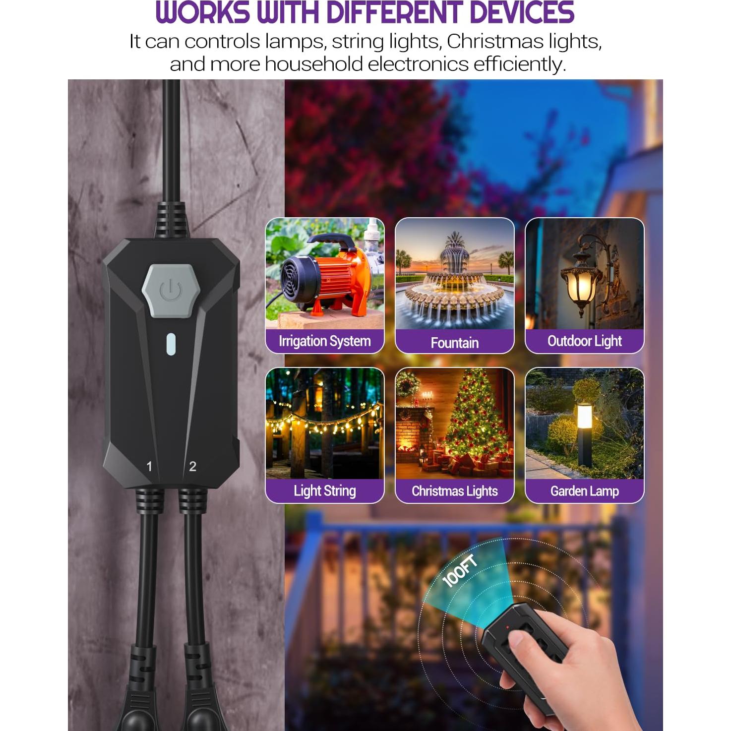 Enchufe Remoto Inalámbrico NEARPOW 15A para Exterior 30m