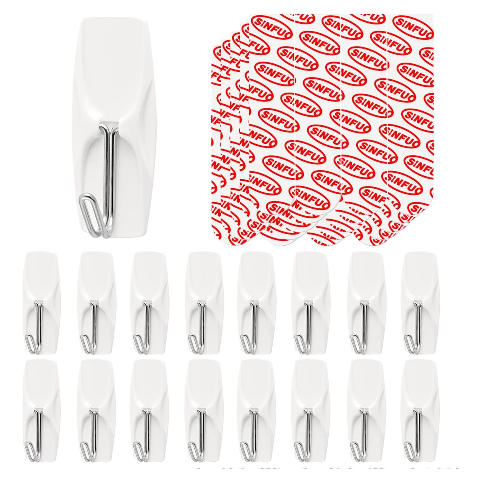 Ganchos de Alambre Adhesivos Sin Daño Sinfuo - 16 Ganchos