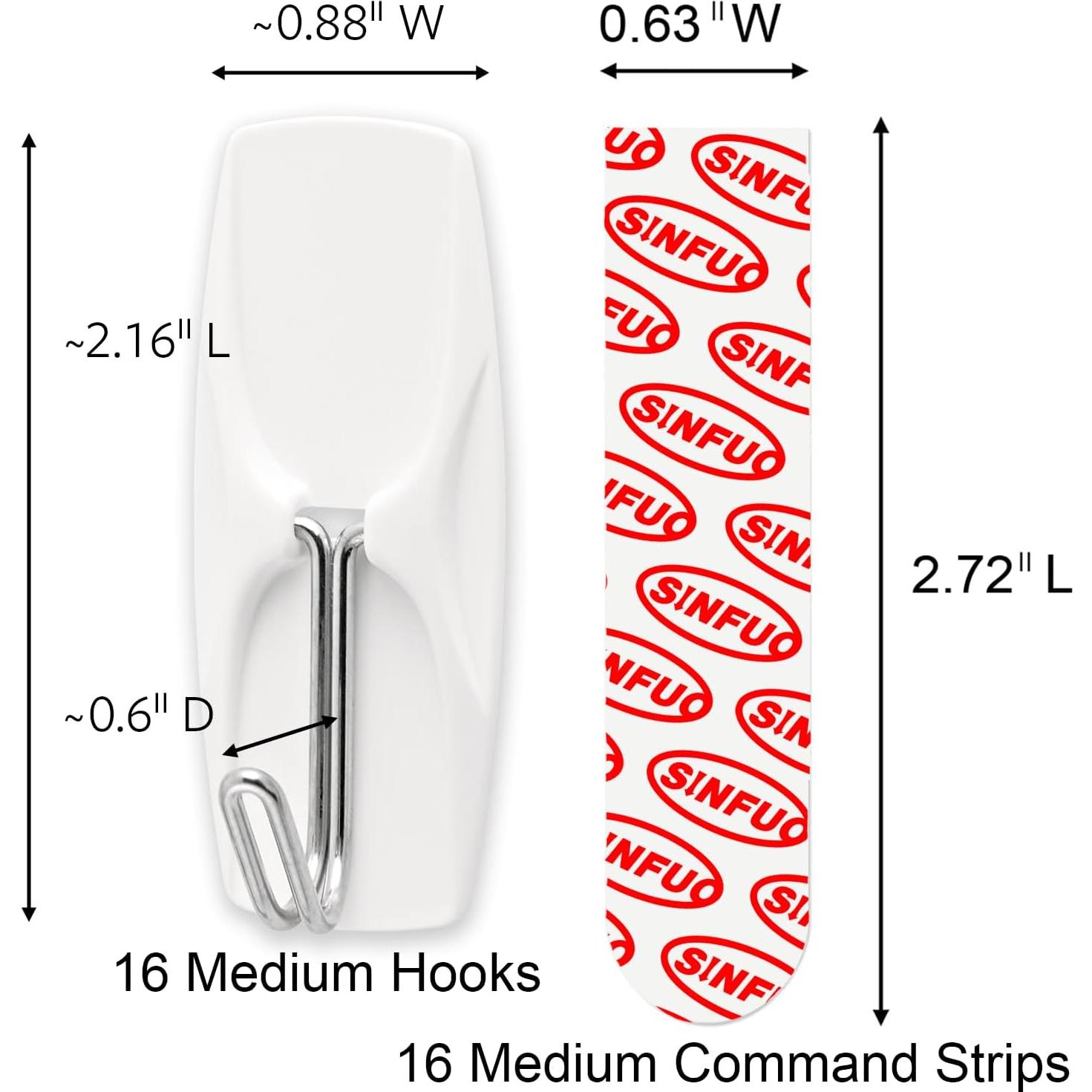 Ganchos de Alambre Adhesivos Sin Daño Sinfuo - 16 Ganchos