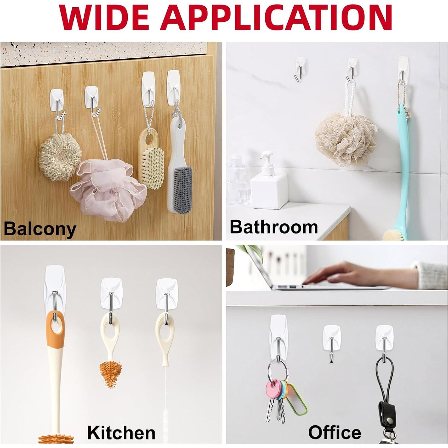 Ganchos de Alambre Adhesivos Sin Daño Sinfuo - 16 Ganchos