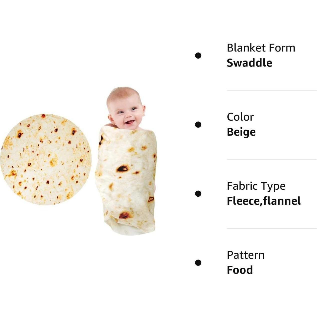 Manta Tortilla Lhedon 91x91 cm Franela Suave para Bebés