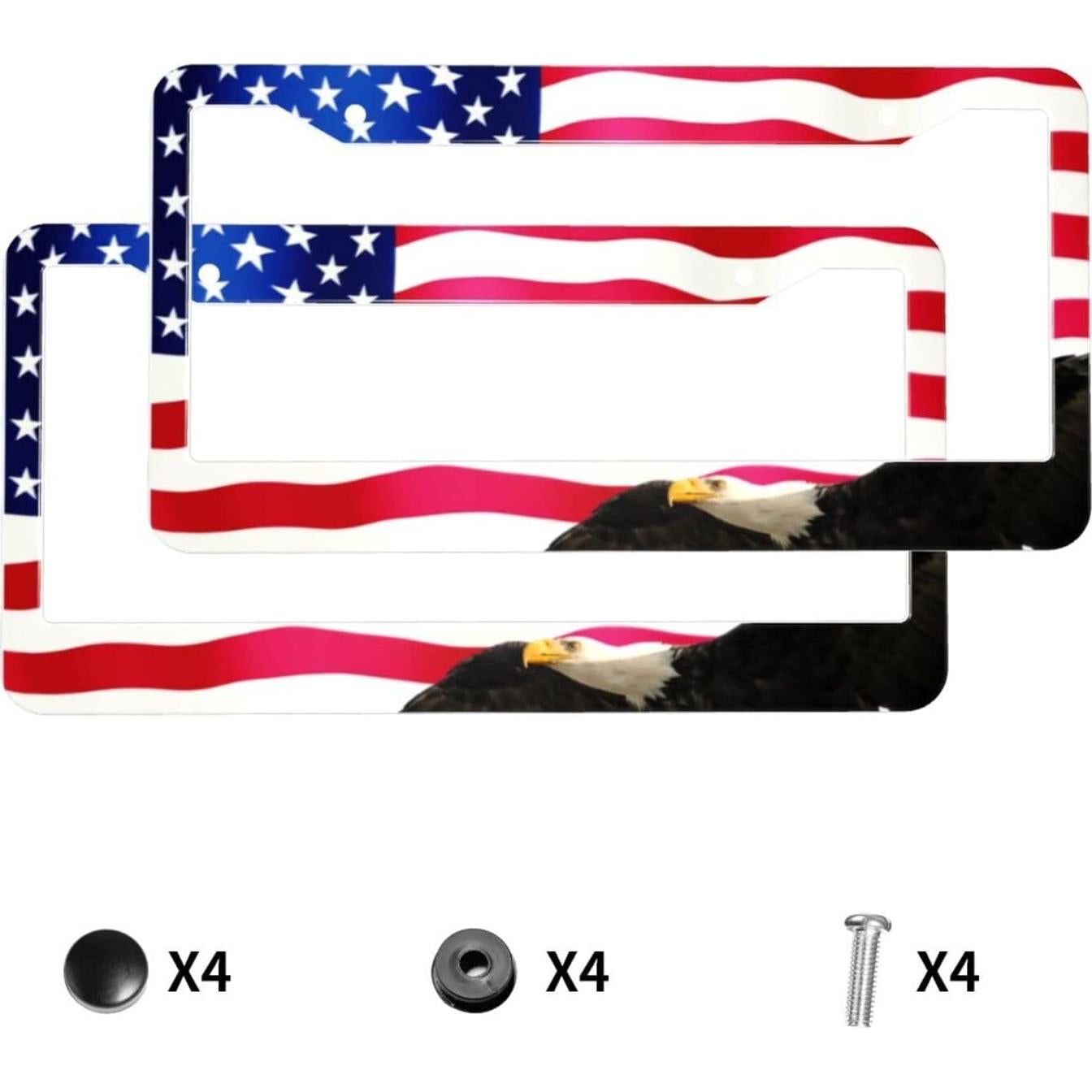 Marco de Placa de Licencia PMZRAO Bandera Americana 2 Piezas