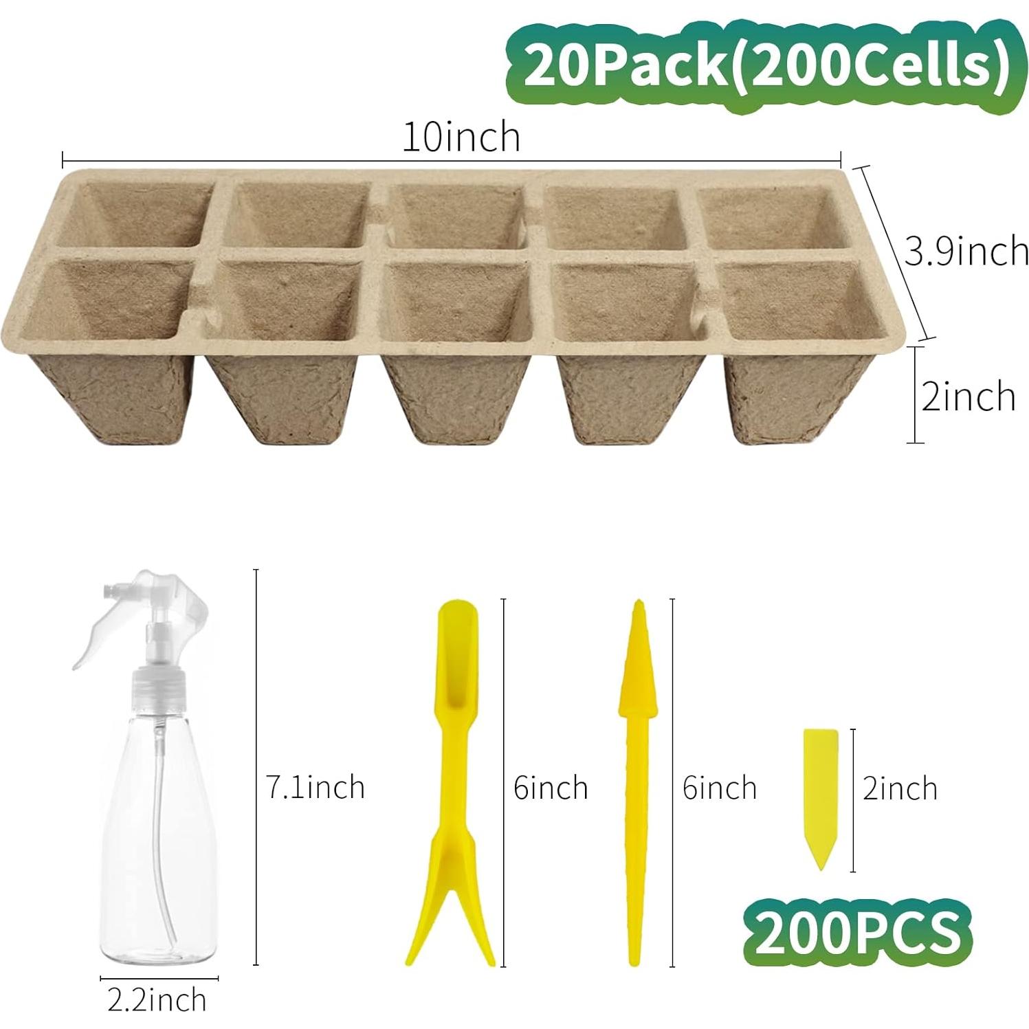 Bandejas de Inicio de Plántulas TCBWFY 200 Celdas Biodegradables
