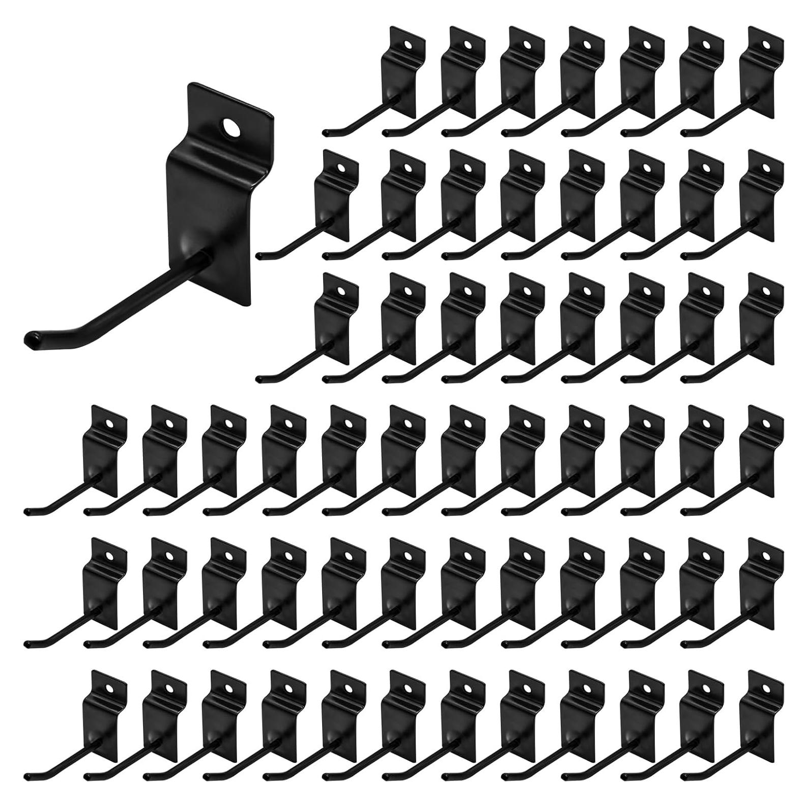 60 Ganchos Slatwall Yauhar 5 cm Metal Negro Alta Resistencia