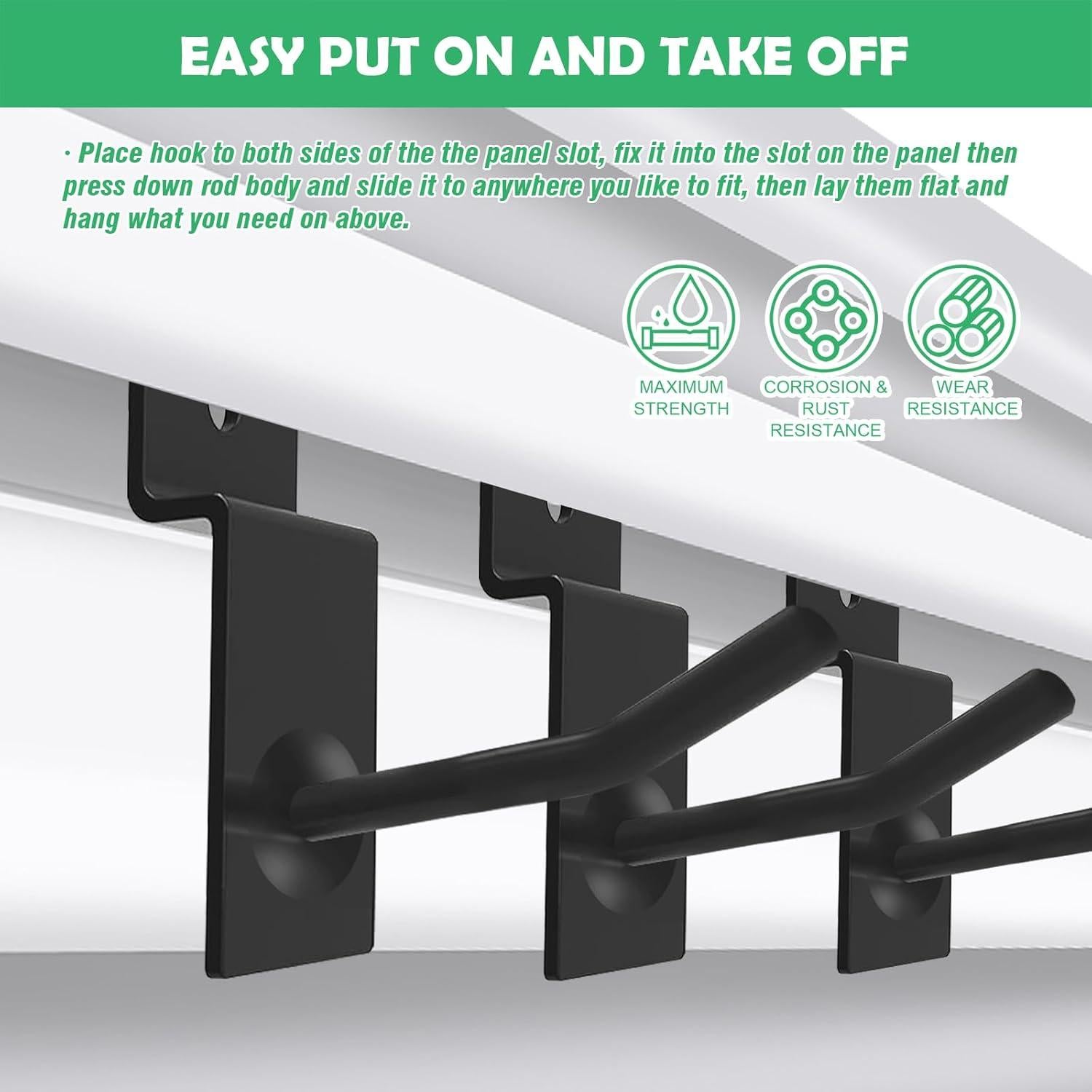 60 Ganchos Slatwall Yauhar 5 cm Metal Negro Alta Resistencia