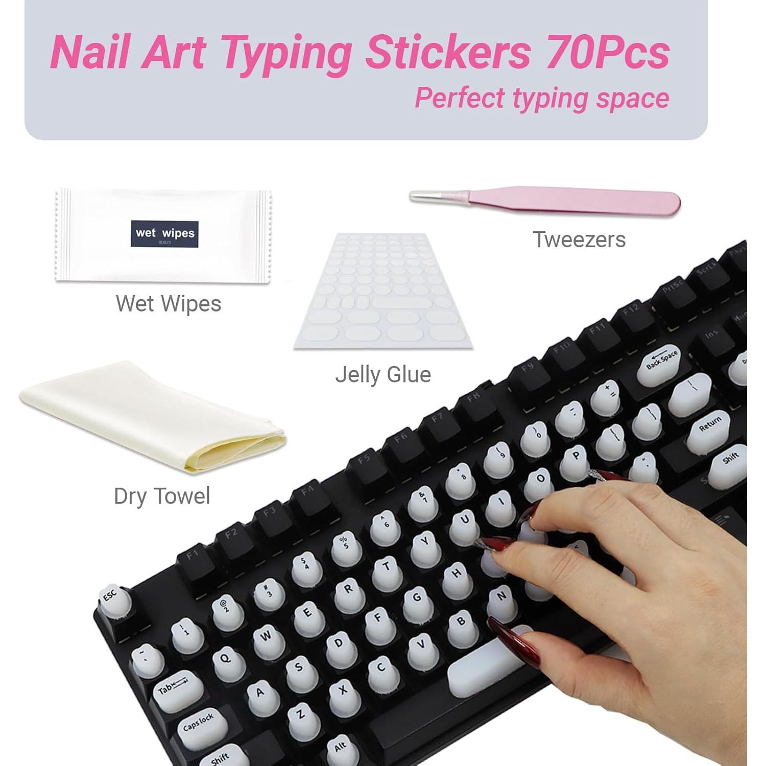 Calcomanías para Teclado WANTHER Uñas Largas Rosa 70 Pcs