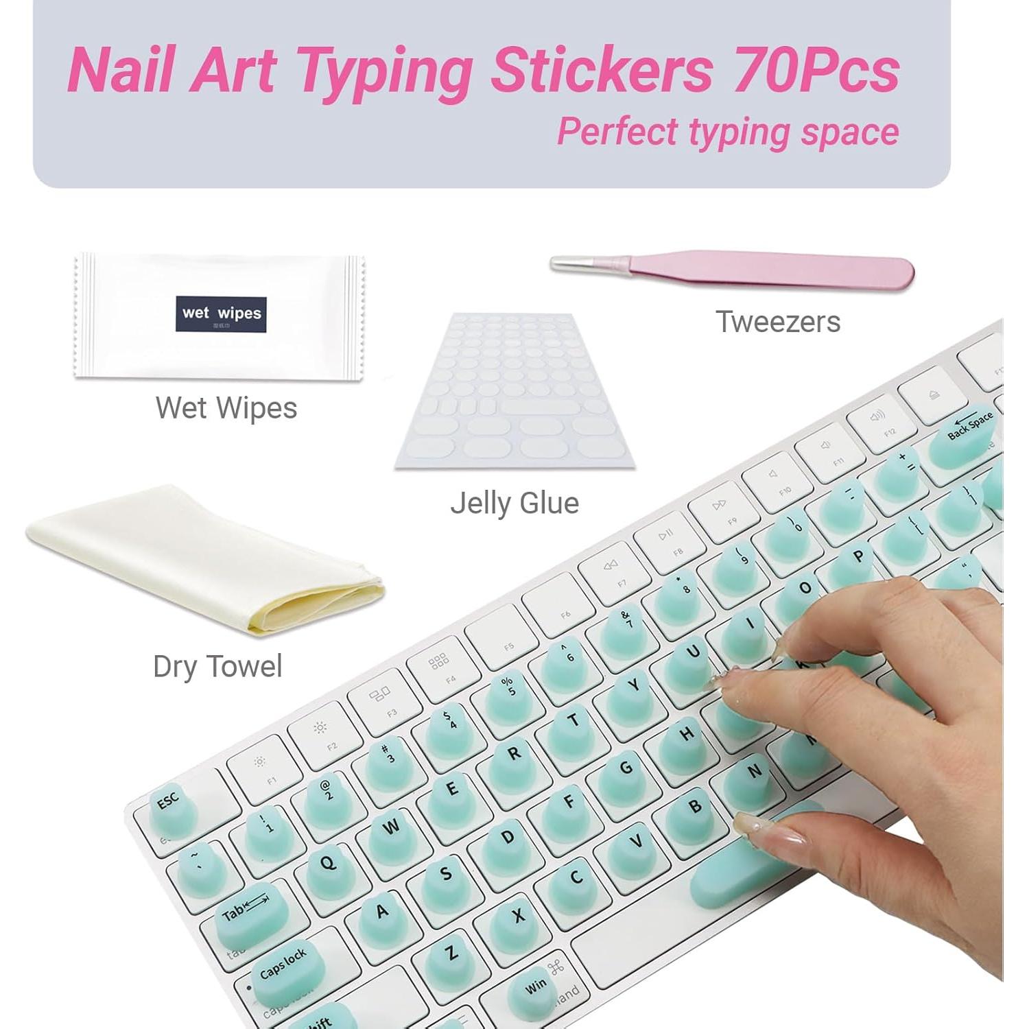 Calcomanías para Teclado WANTHER Uñas Largas Rosa Verde 70 Pcs