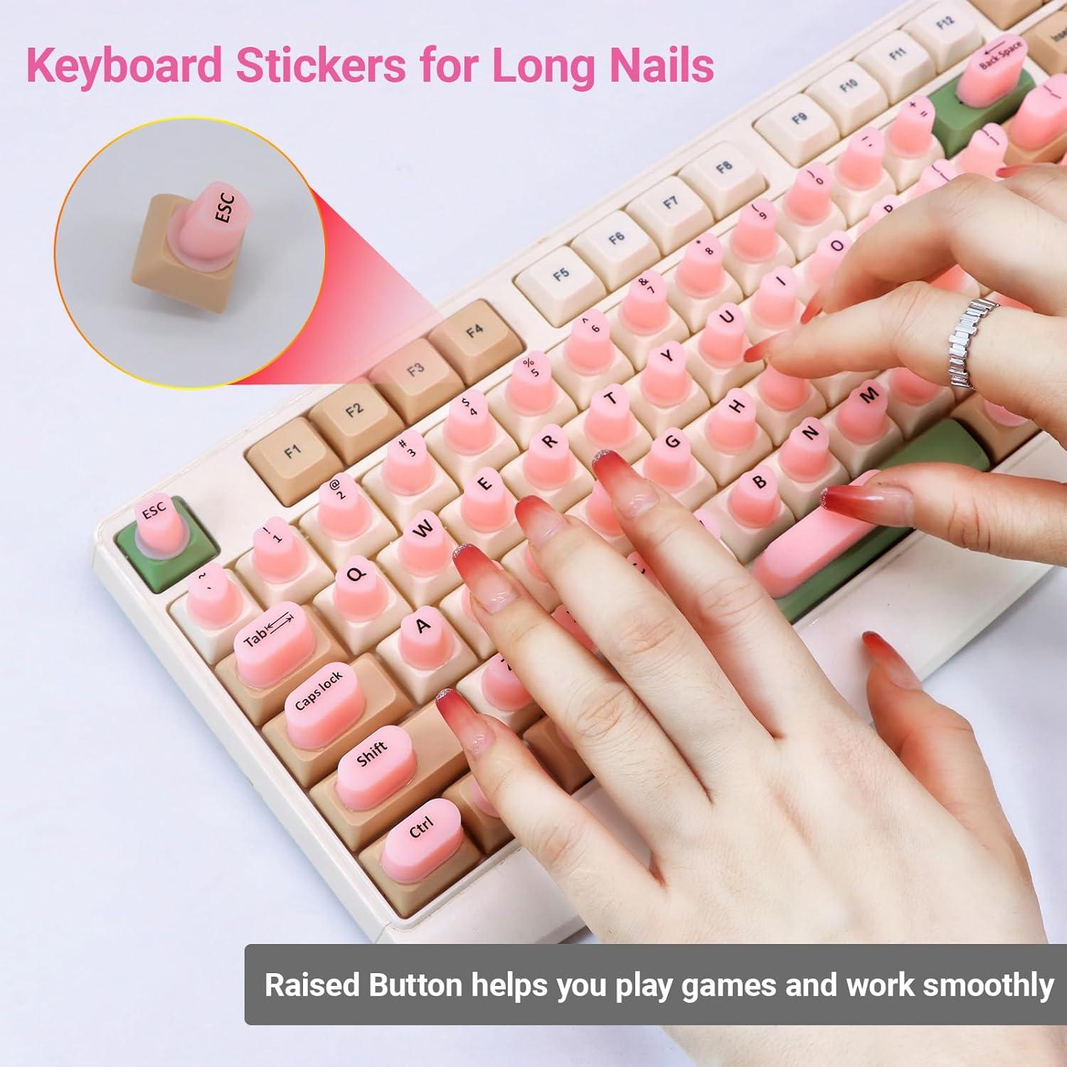 Calcomanías para Teclado WANTHER Uñas Largas Rosa Verde 70 Pcs