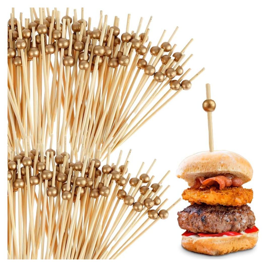 Palillos de Bambú Dorado Ecológicos 100 Unidades 8.89 cm