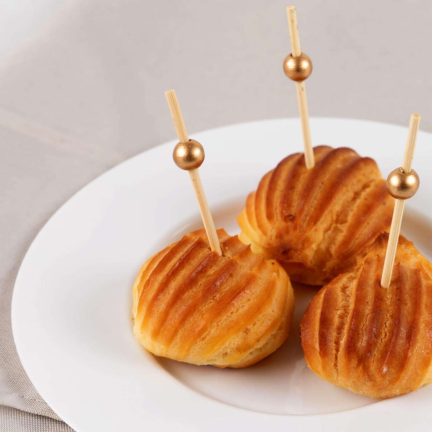 Palillos de Bambú Dorado Ecológicos 100 Unidades 8.89 cm