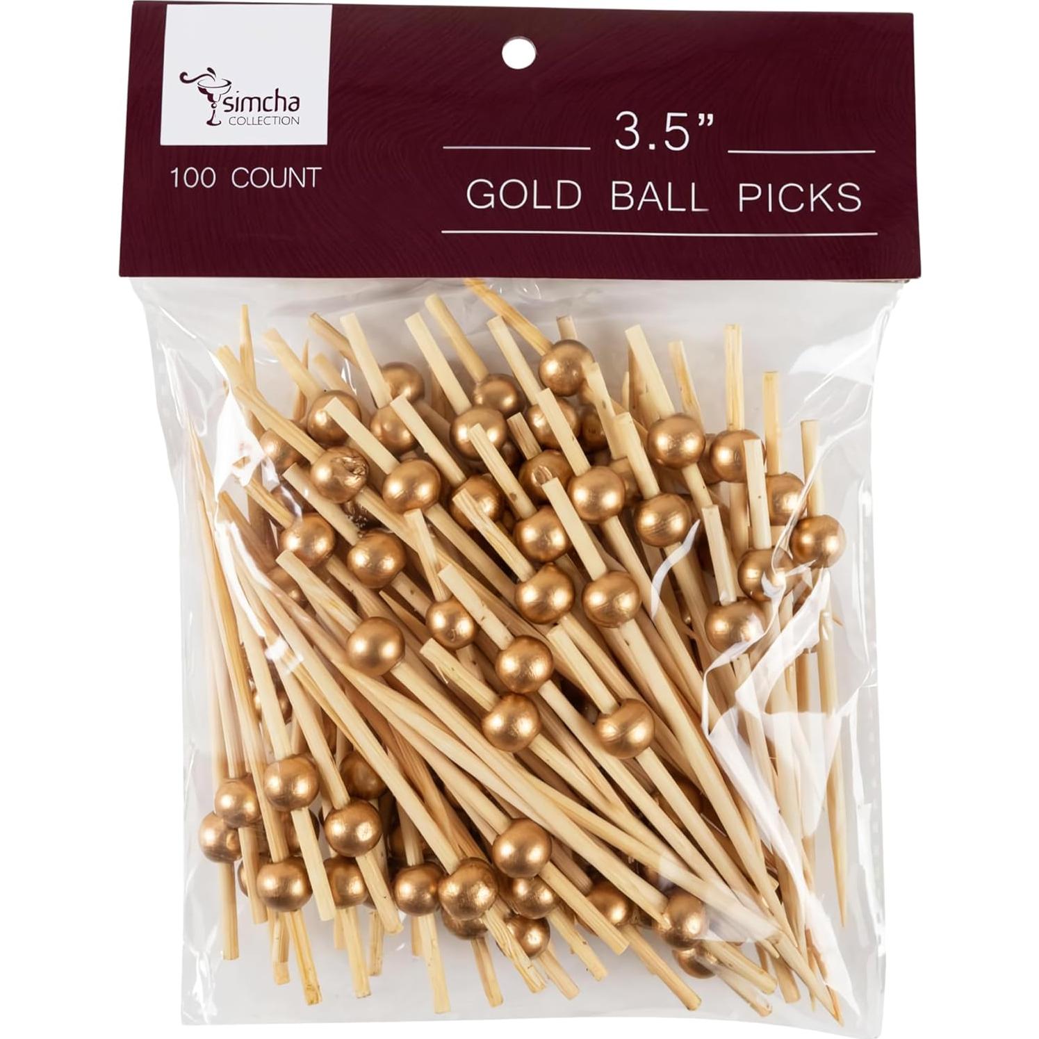 Palillos de Bambú Dorado Ecológicos 100 Unidades 8.89 cm