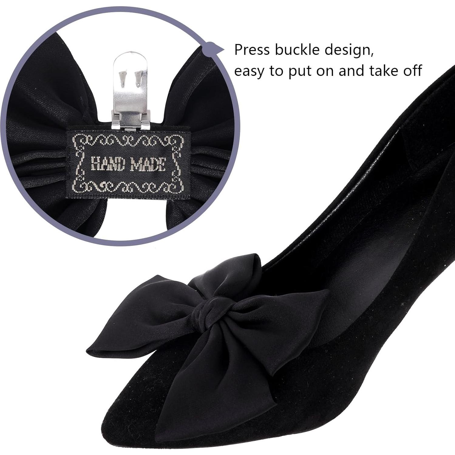 Clips de Zapato de Satén Negro Haakong - 2 Pcs Decorativos