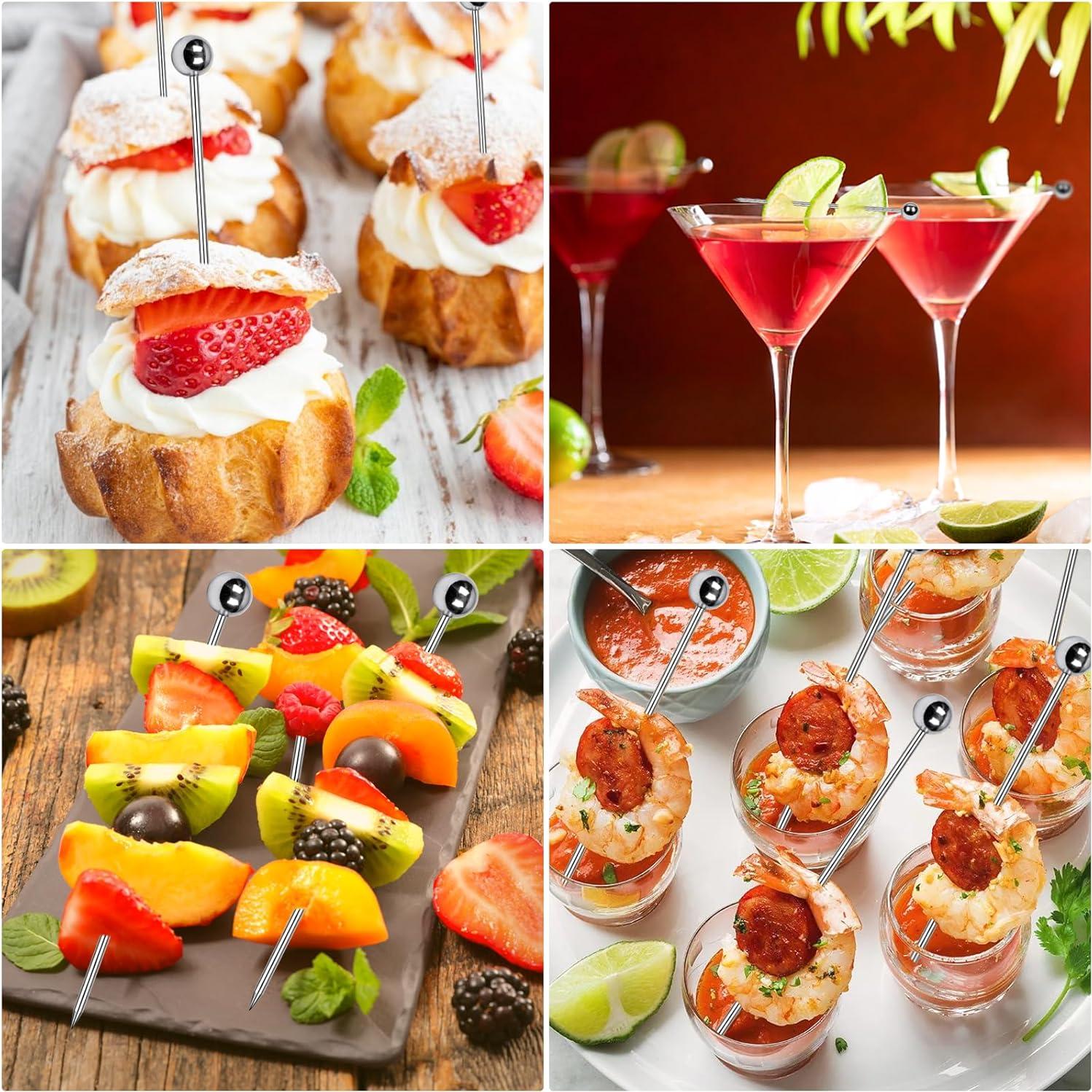 30 Pcs Palillos de Cóctel de Acero Inoxidable PECULA 10.8 cm