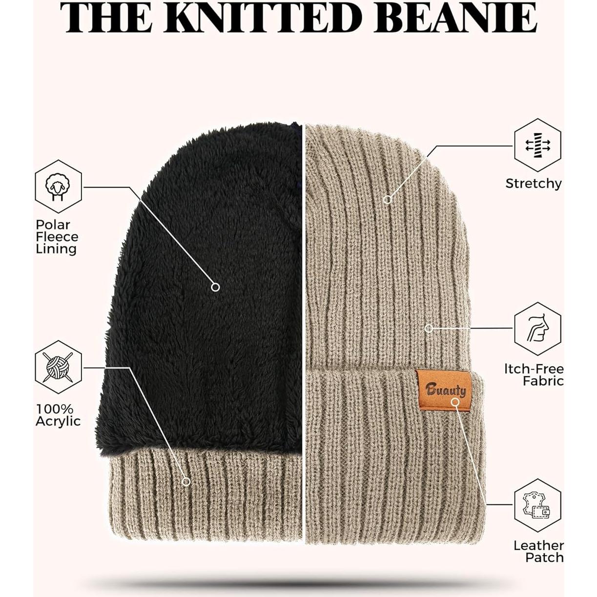 Gorro Beanie Unisex de Invierno con Forro Polar Grueso