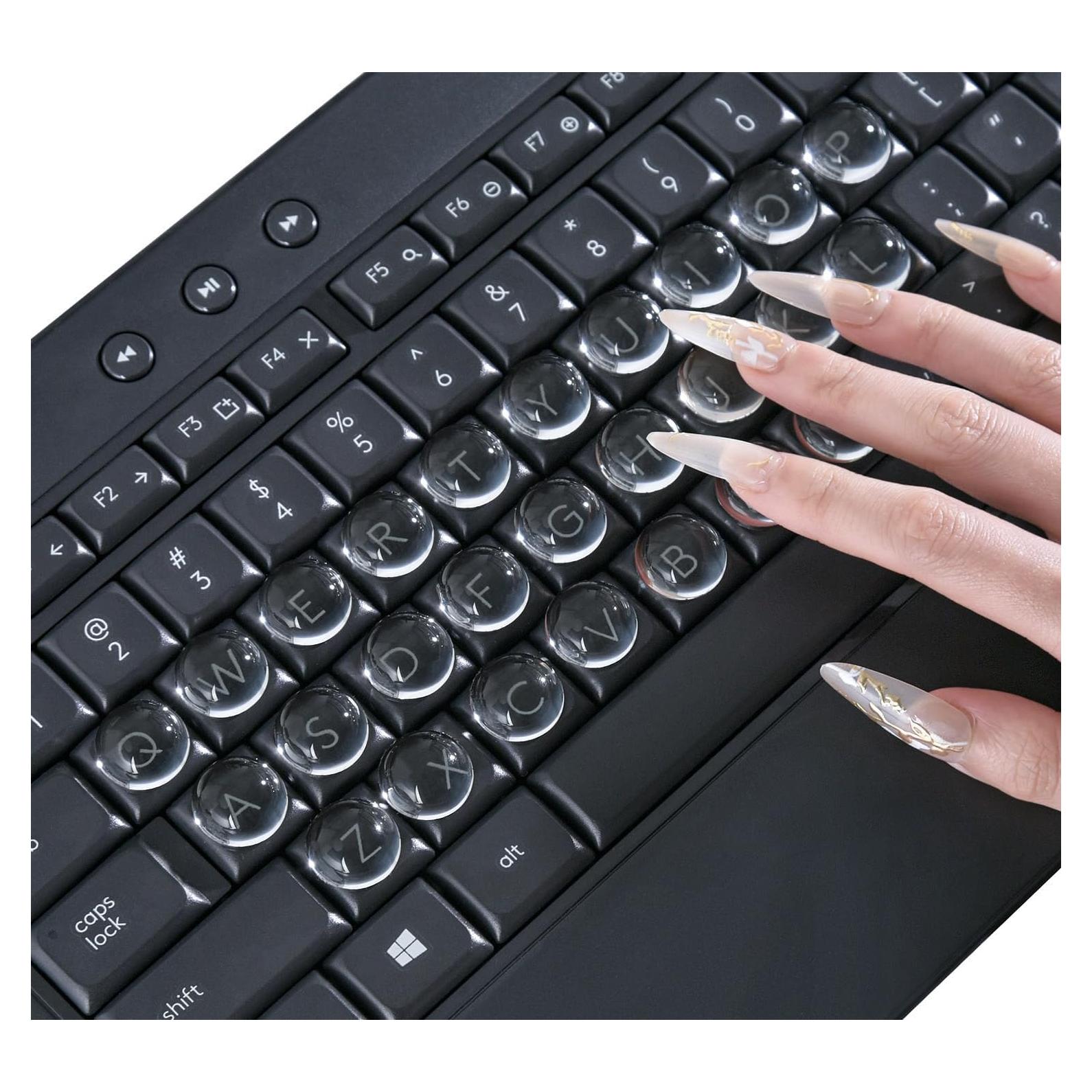 Pegatinas de Teclado para Uñas Largas DAMMOMKO 54PCS Vidrio