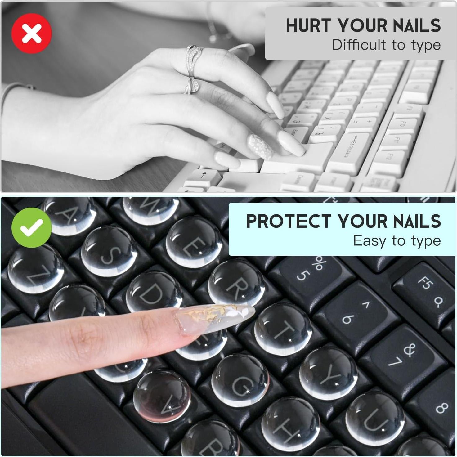 Pegatinas de Teclado para Uñas Largas DAMMOMKO 54PCS Vidrio