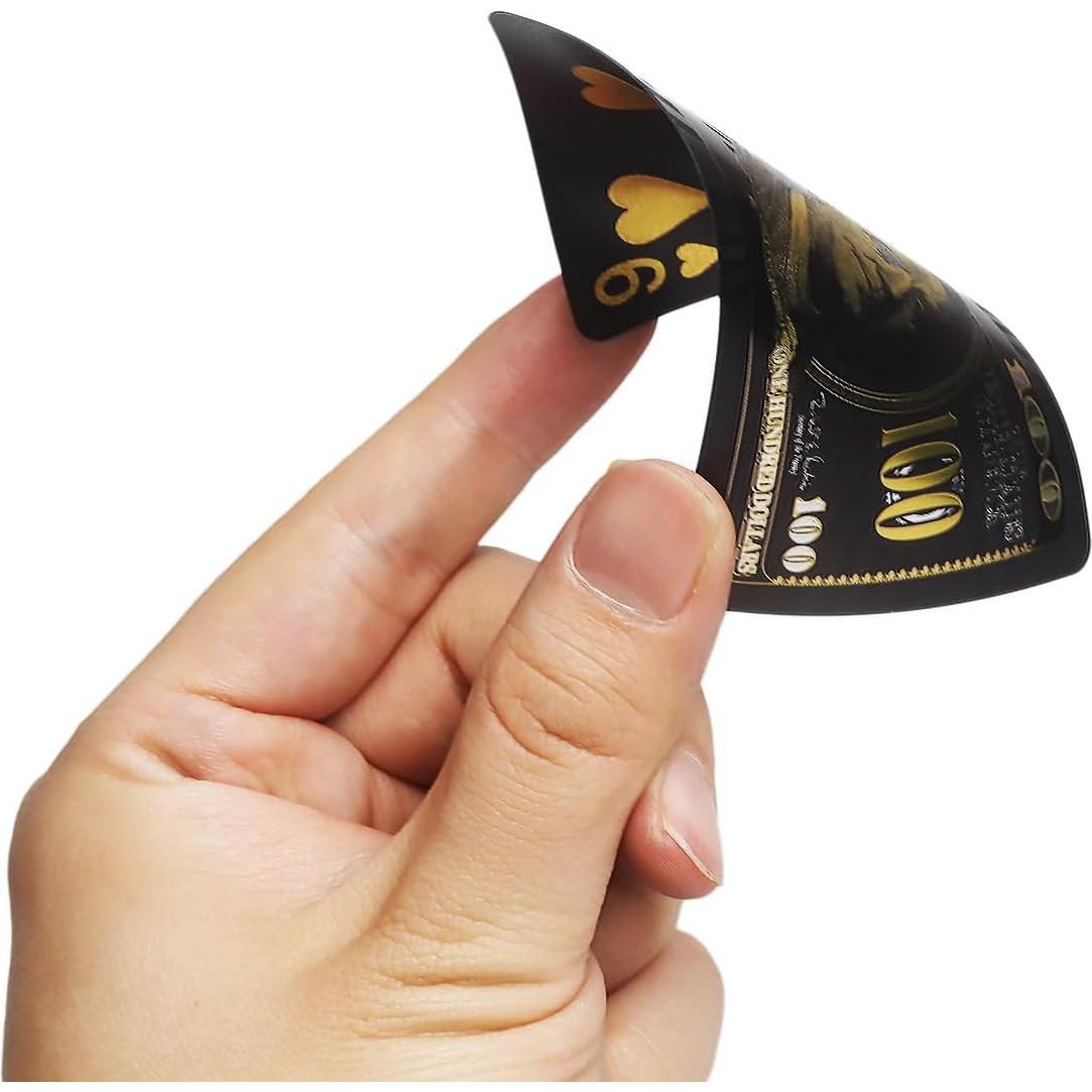 Cartas de Juego Negras con Foil Dorado - Baraja Impermeable