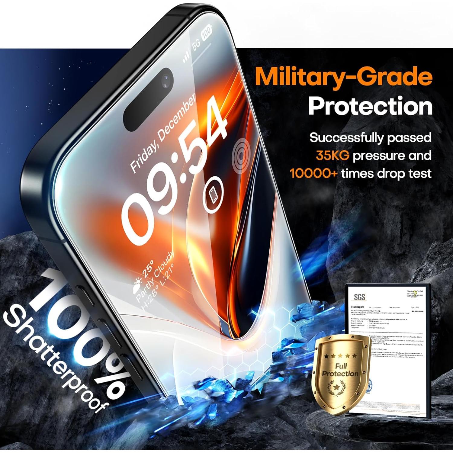 Protector de Pantalla TAURI para iPhone 16 Pro Max 9H HD