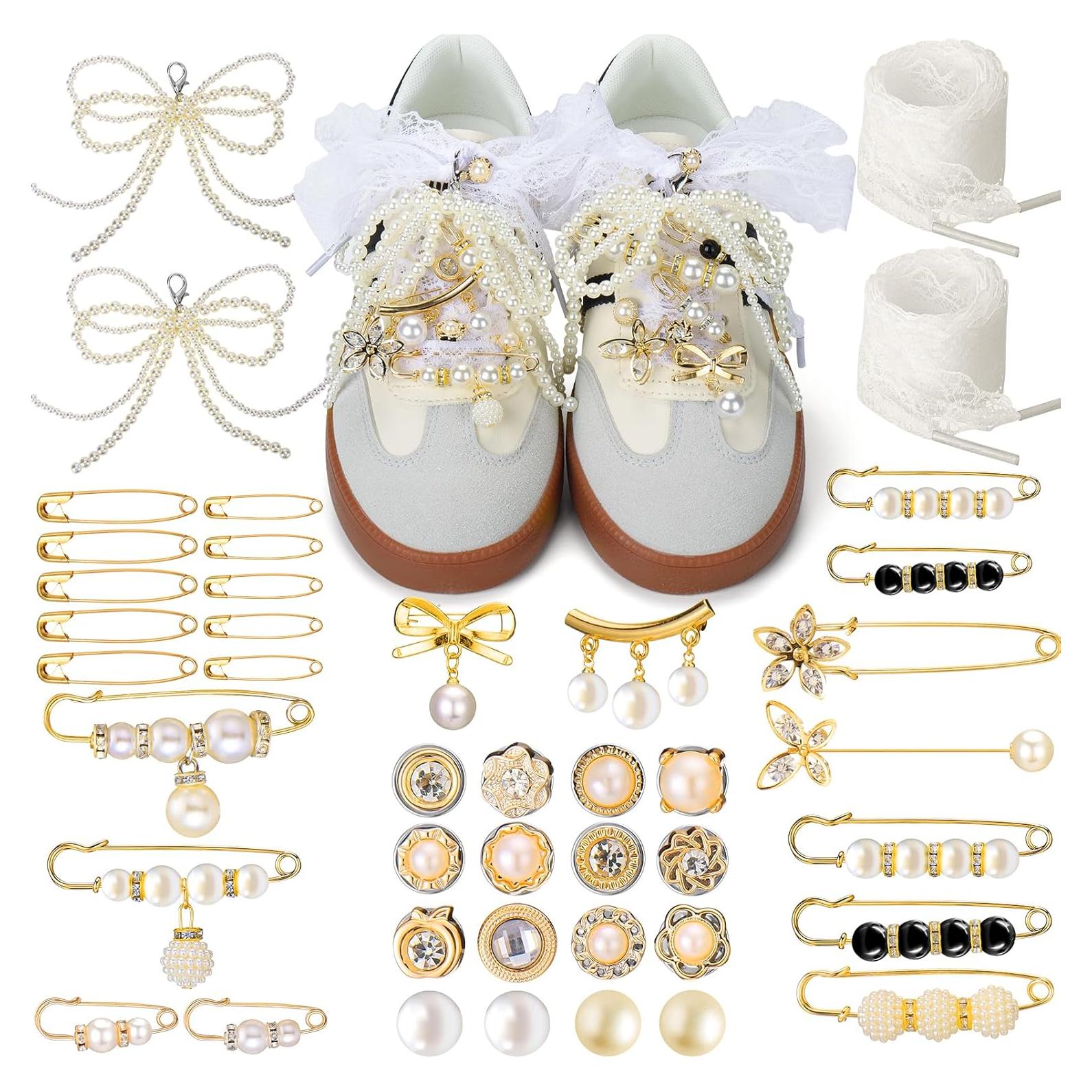 Encantos de Zapato AIERSA 43 Piezas Perlas y Cordones