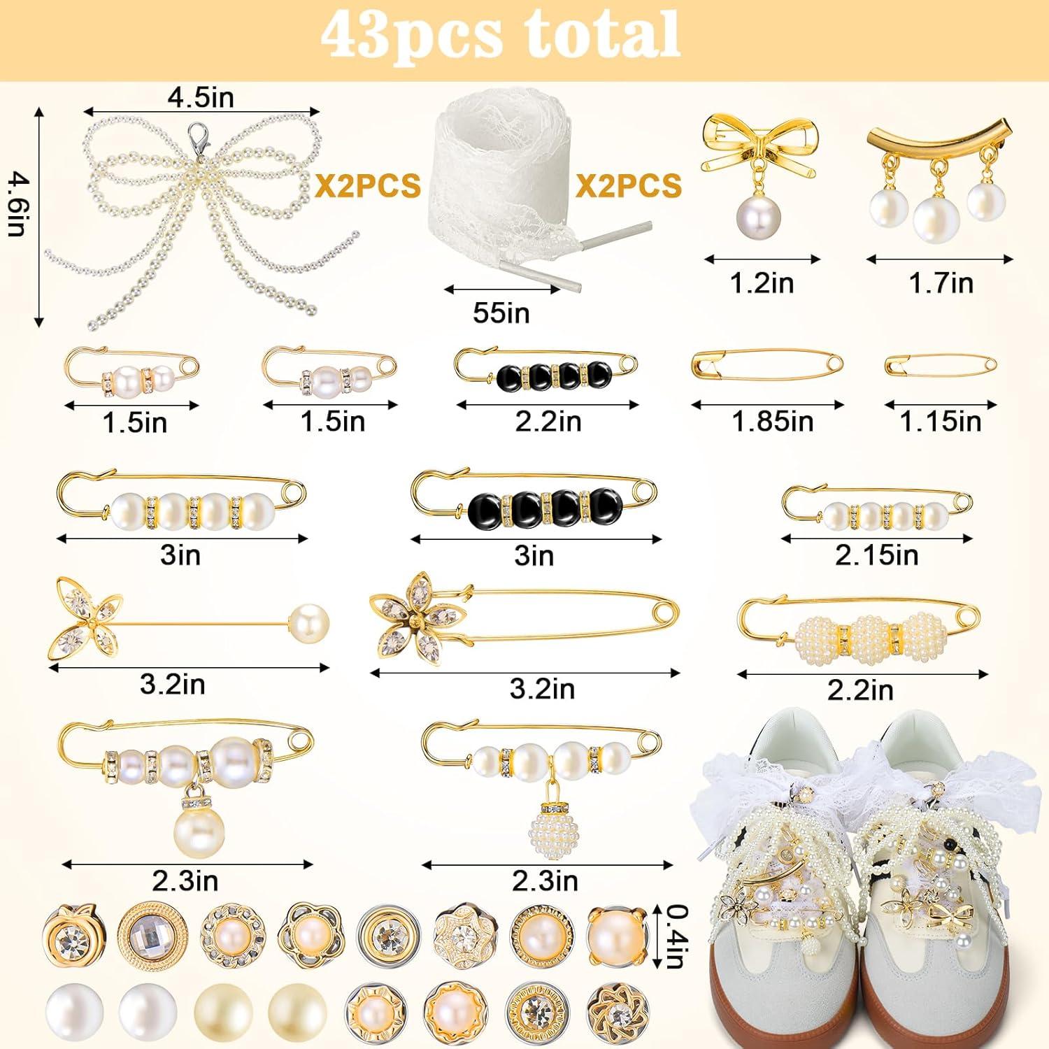 Encantos de Zapato AIERSA 43 Piezas Perlas y Cordones