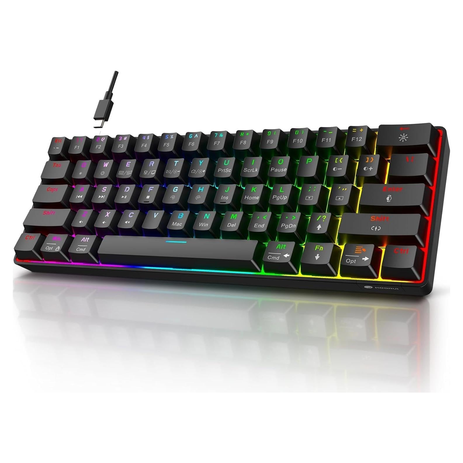 Teclado Mecánico KOORUI 61 Teclas RGB Compacto Type-C