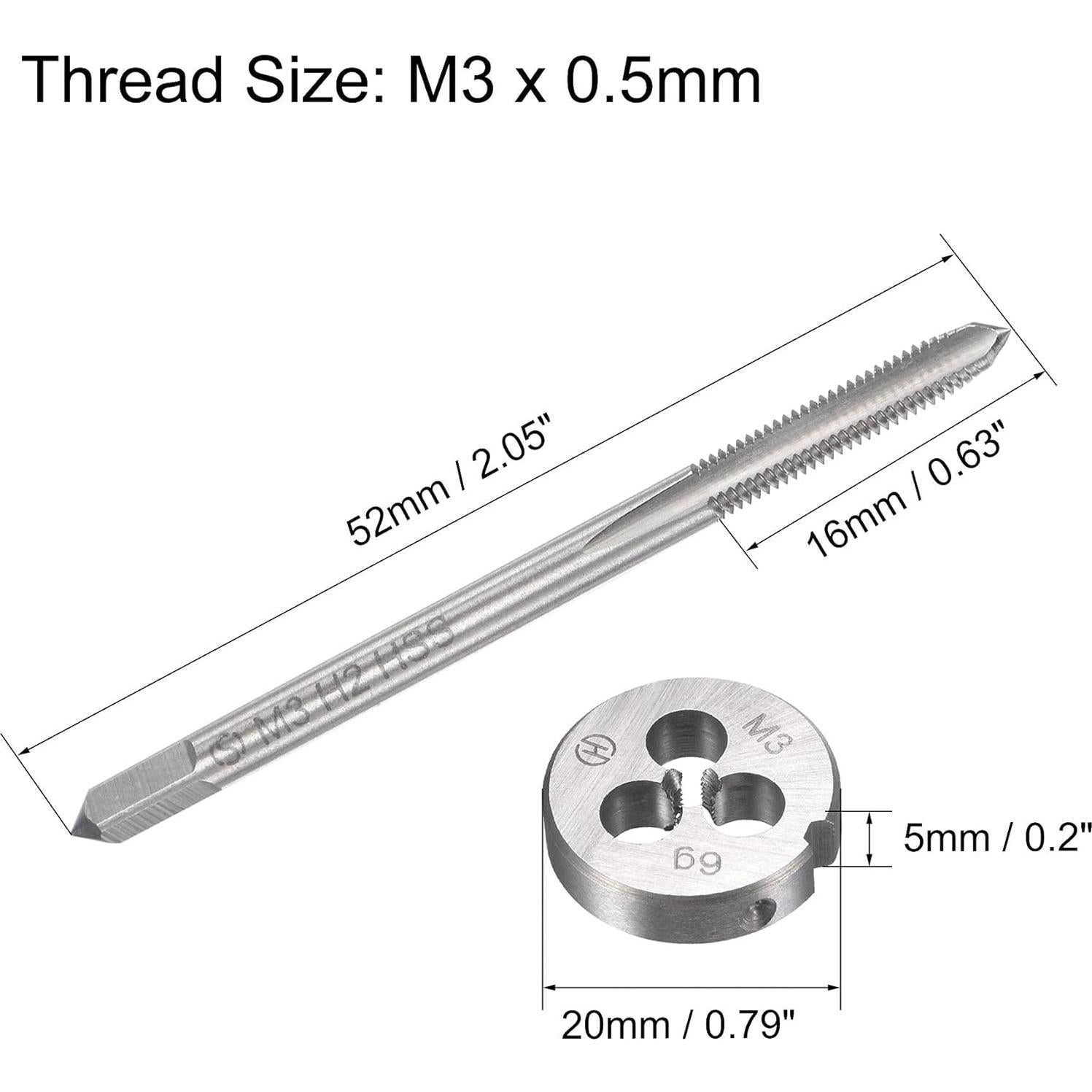 Juego de Machos y Matrices M3 x 0.5mm uxcell - HSS y Acero