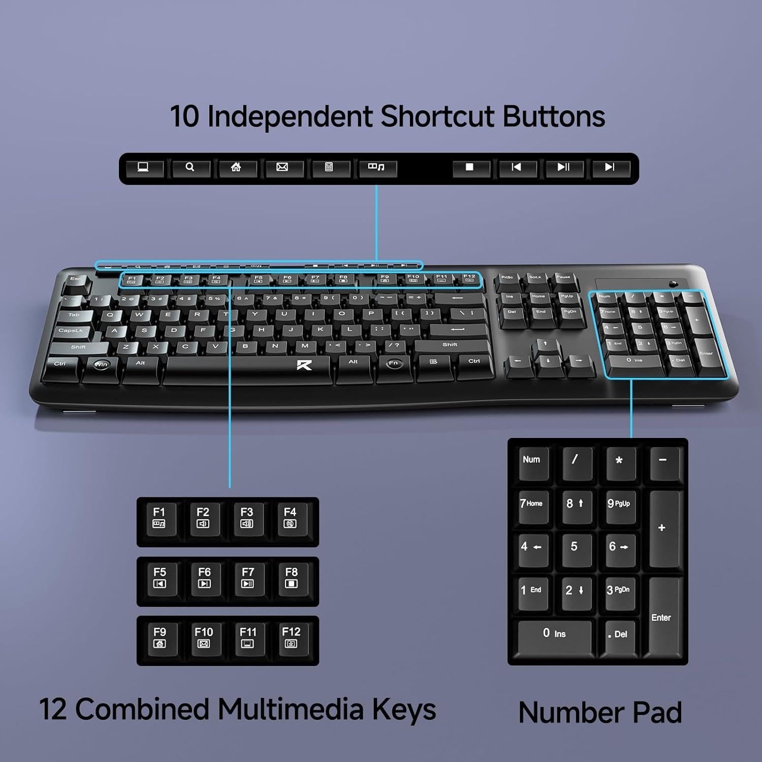 Teclado Inalámbrico Redragon BK-7367 Membrana 2.4G Resistente
