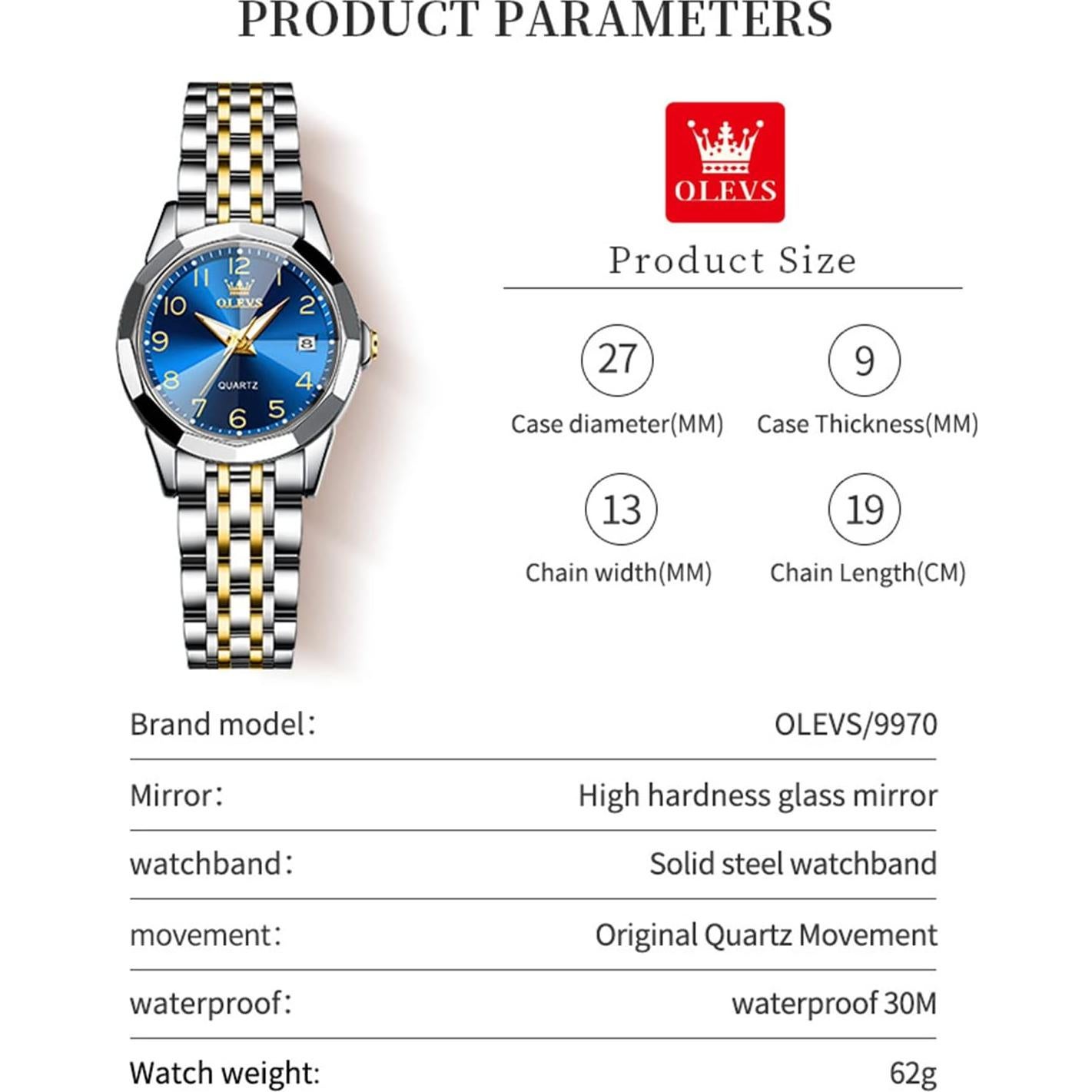 Reloj de Mujer OLEVS Analógico de Cuarzo Impermeable 30m