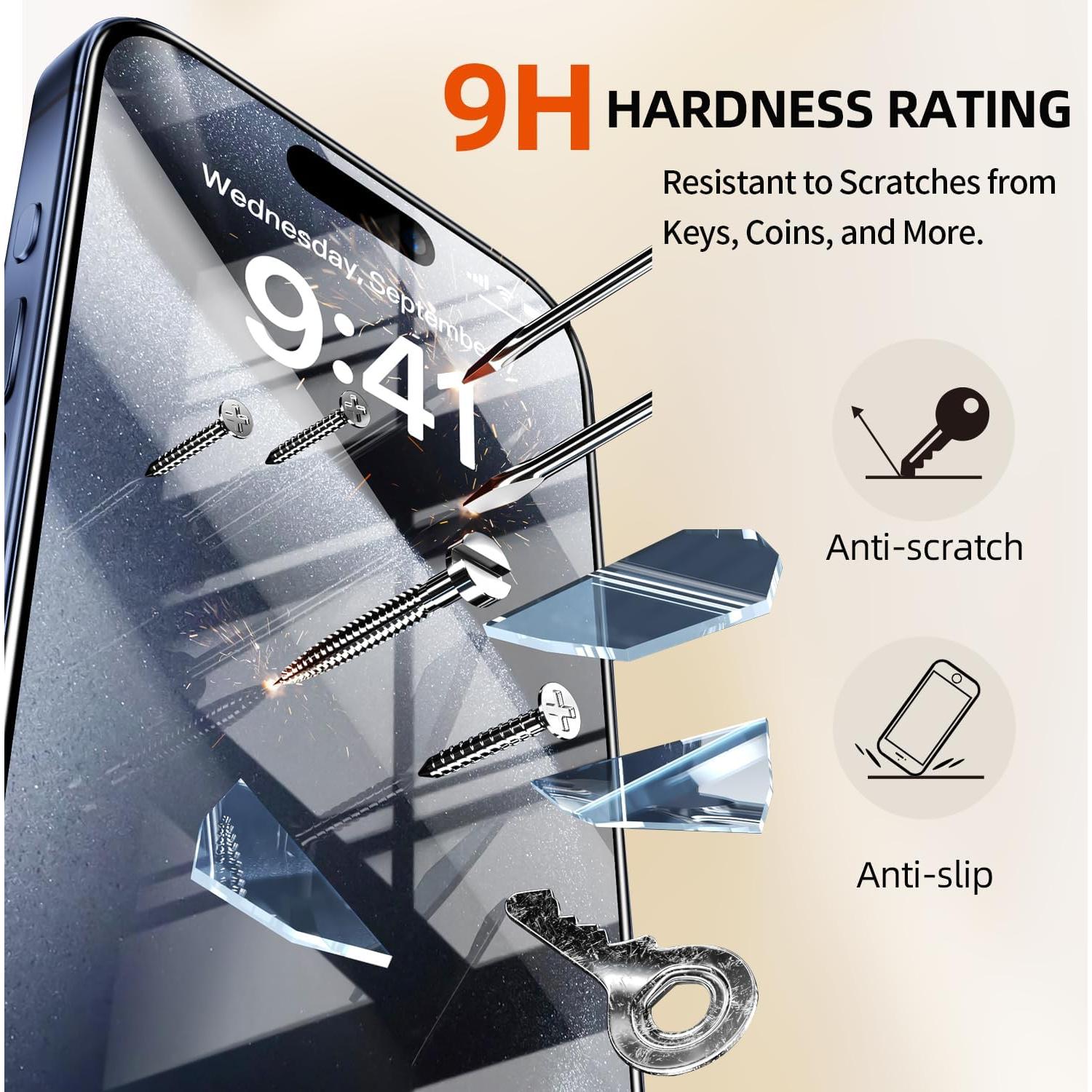 Protector de Pantalla Vidrio Templado 9H para iPhone 16 - 2 Pack