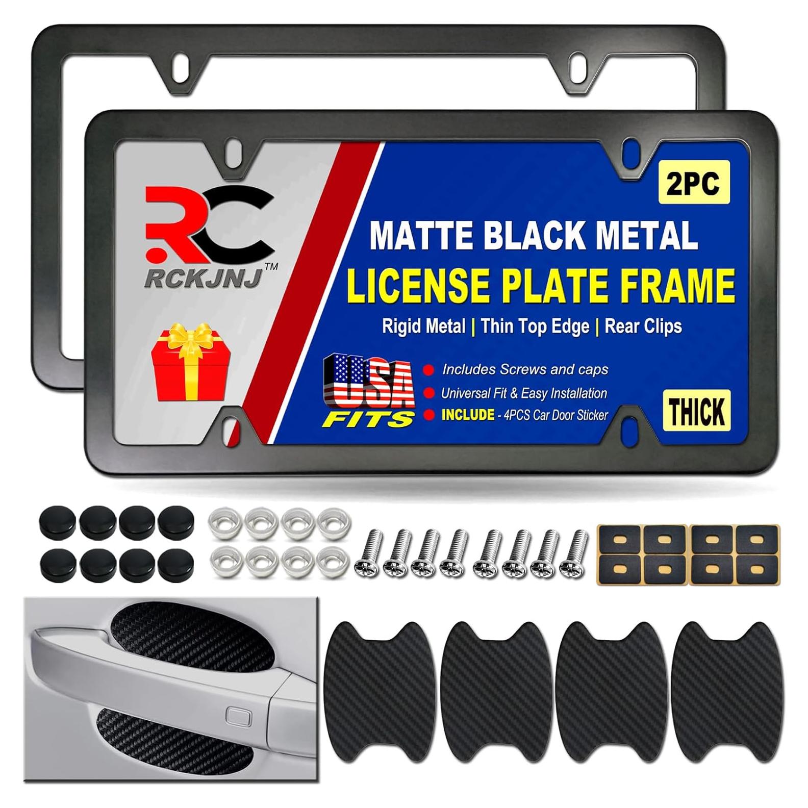 Marcos de Placas de Licencia RCKJNJ Negros Mate - Paquete de 2