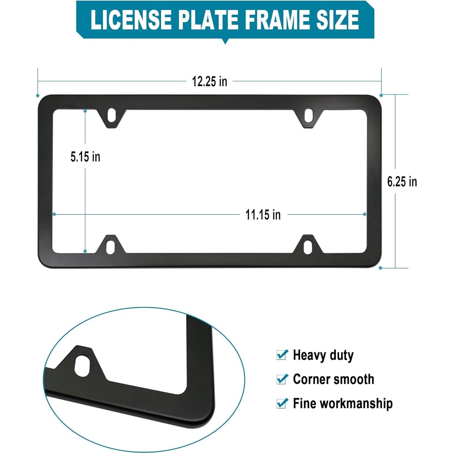 Marcos de Placas de Licencia RCKJNJ Negros Mate - Paquete de 2