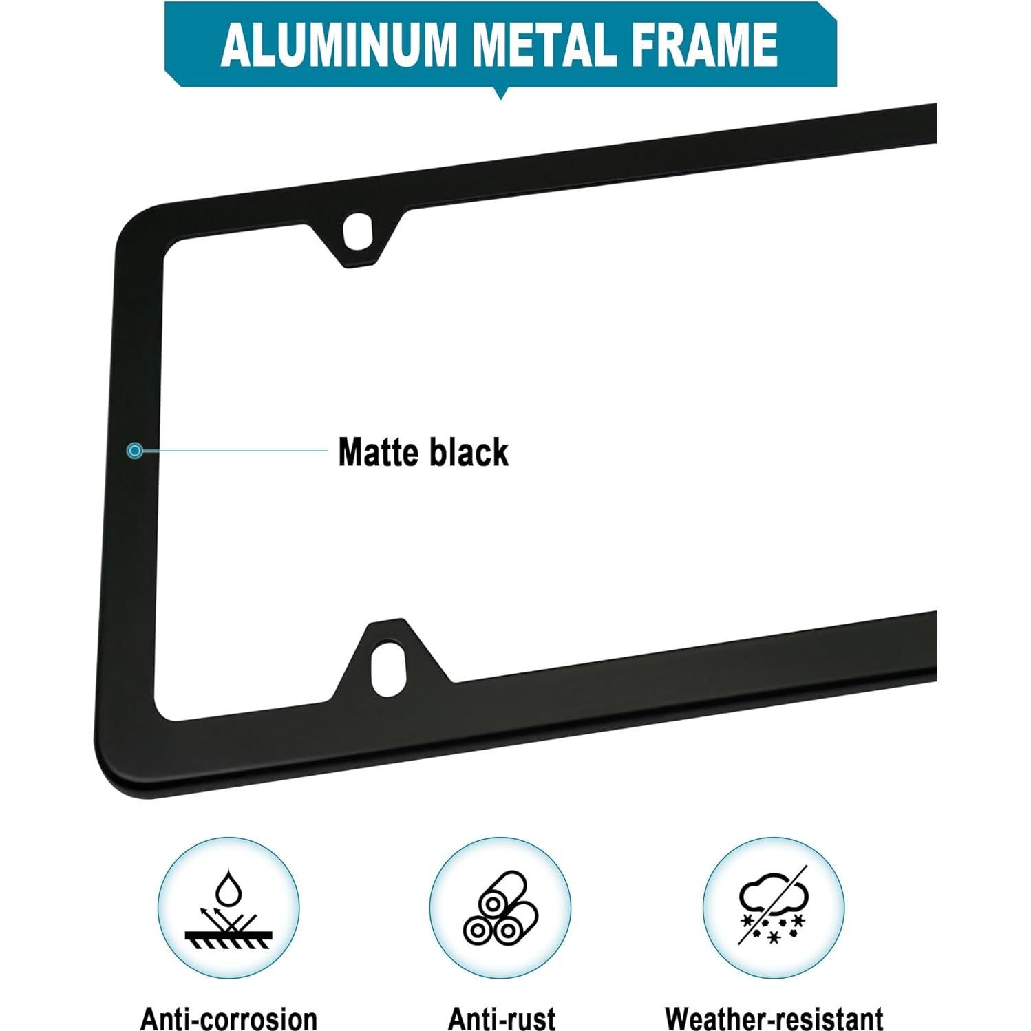 Marcos de Placas de Licencia RCKJNJ Negros Mate - Paquete de 2
