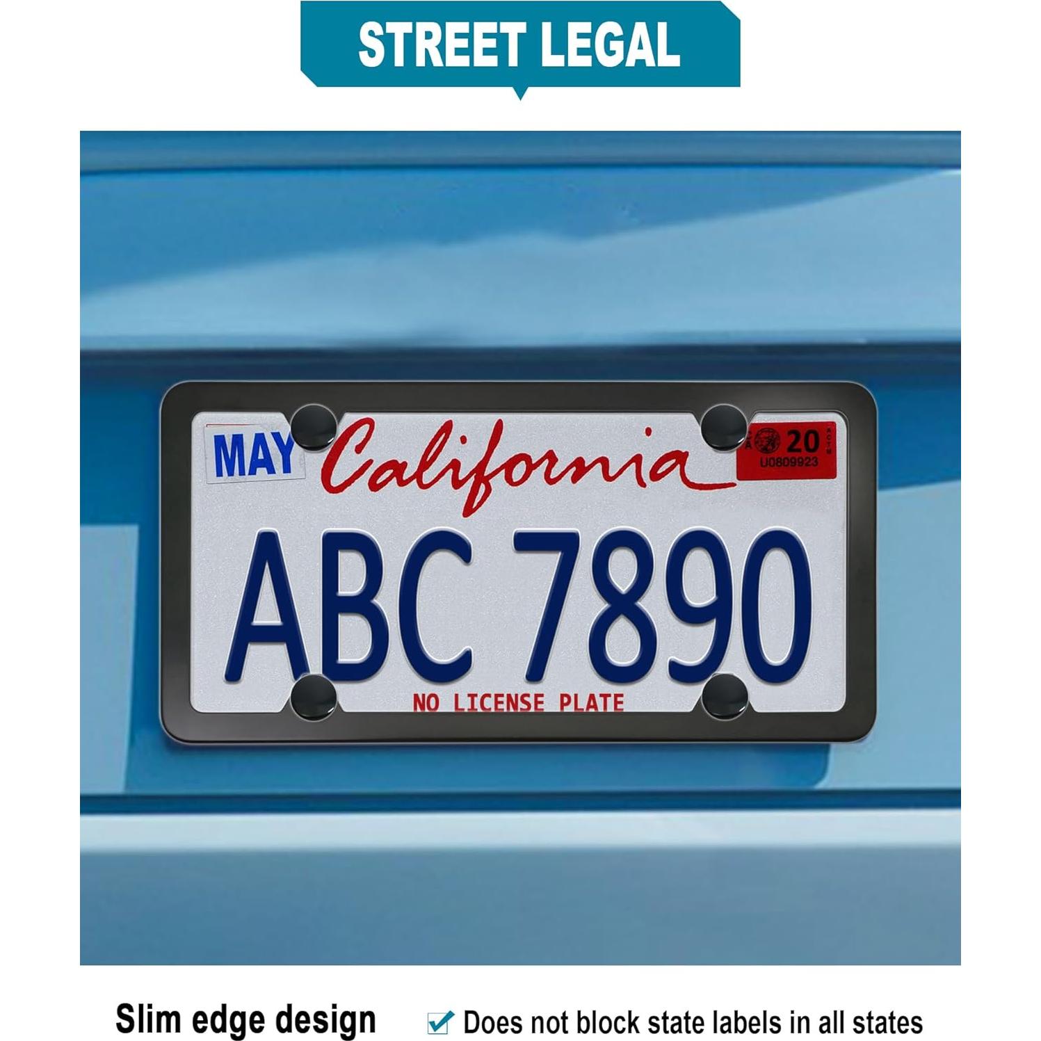 Marcos de Placas de Licencia RCKJNJ Negros Mate - Paquete de 2