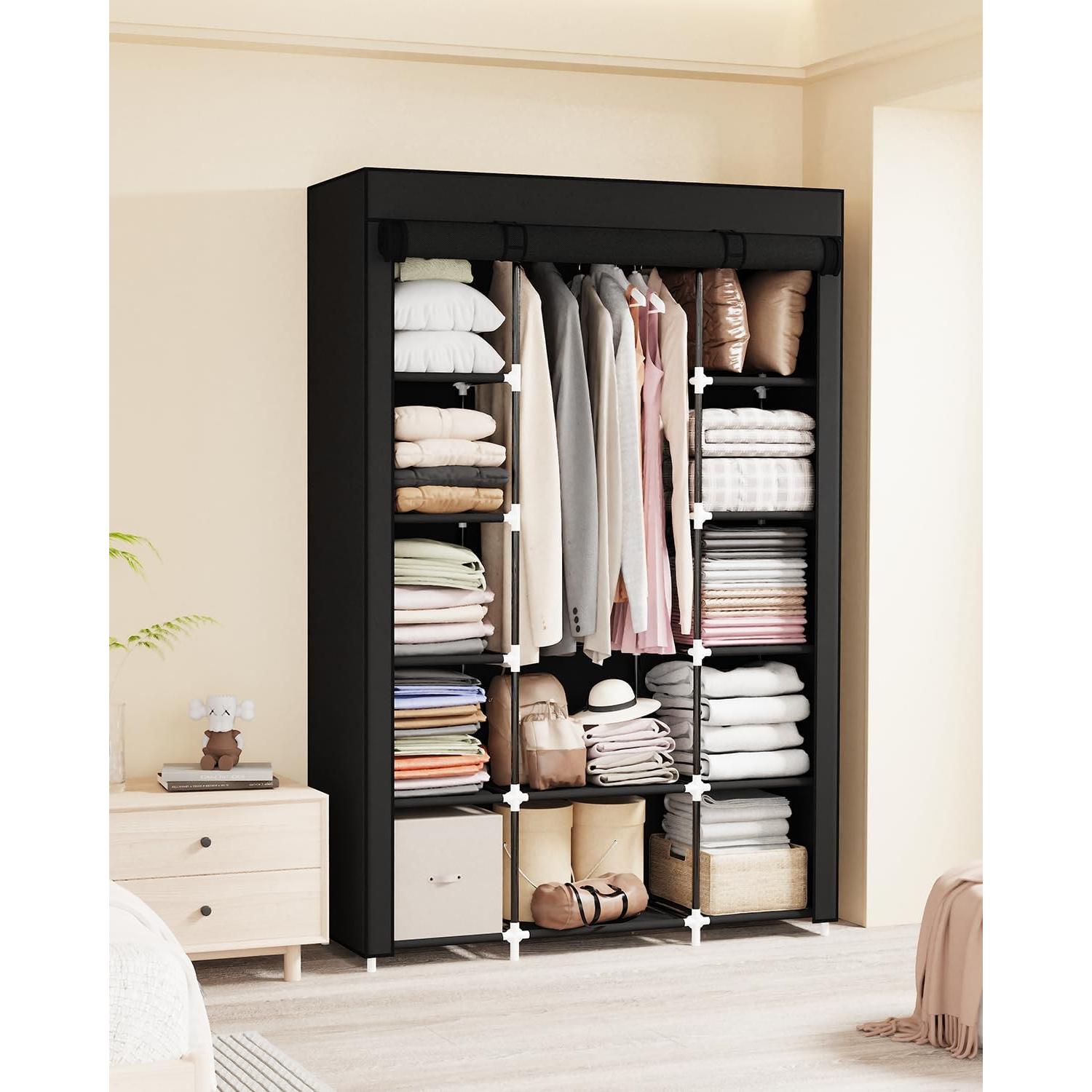 Armario Portátil Mavivegue 5 Capas Negro 175 cm Almacenamiento