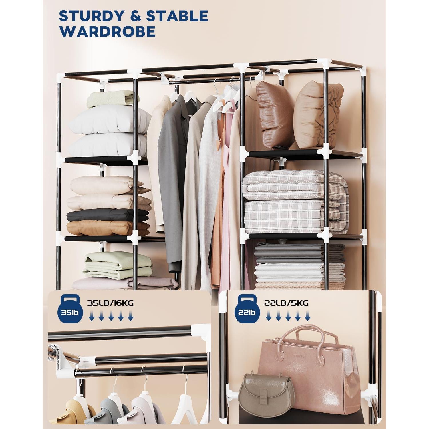 Armario Portátil Mavivegue 4 Capas Negro 149.86x45.72x162.56 cm