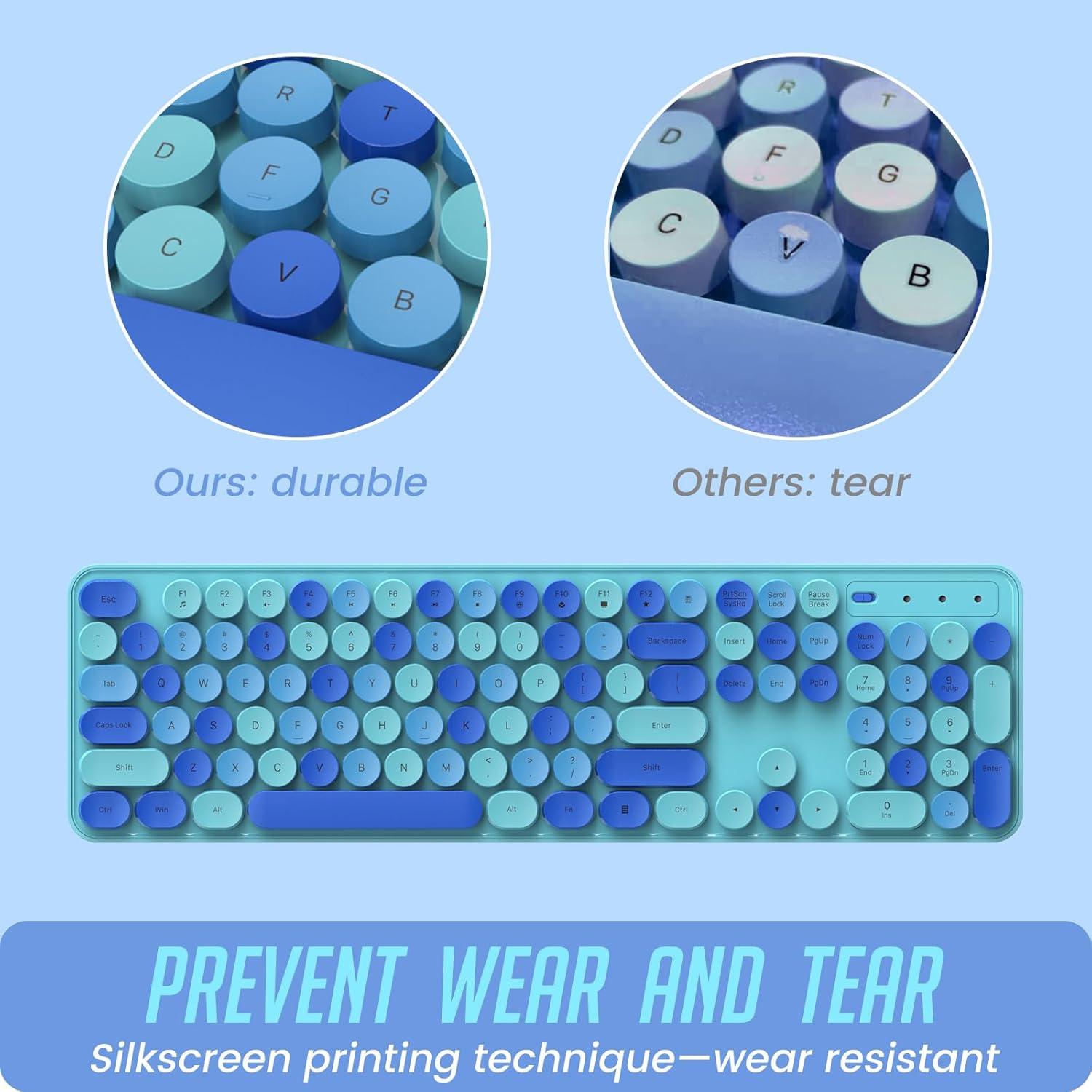 Combo Teclado y Ratón Inalámbricos LIZRROT Azul Silencioso