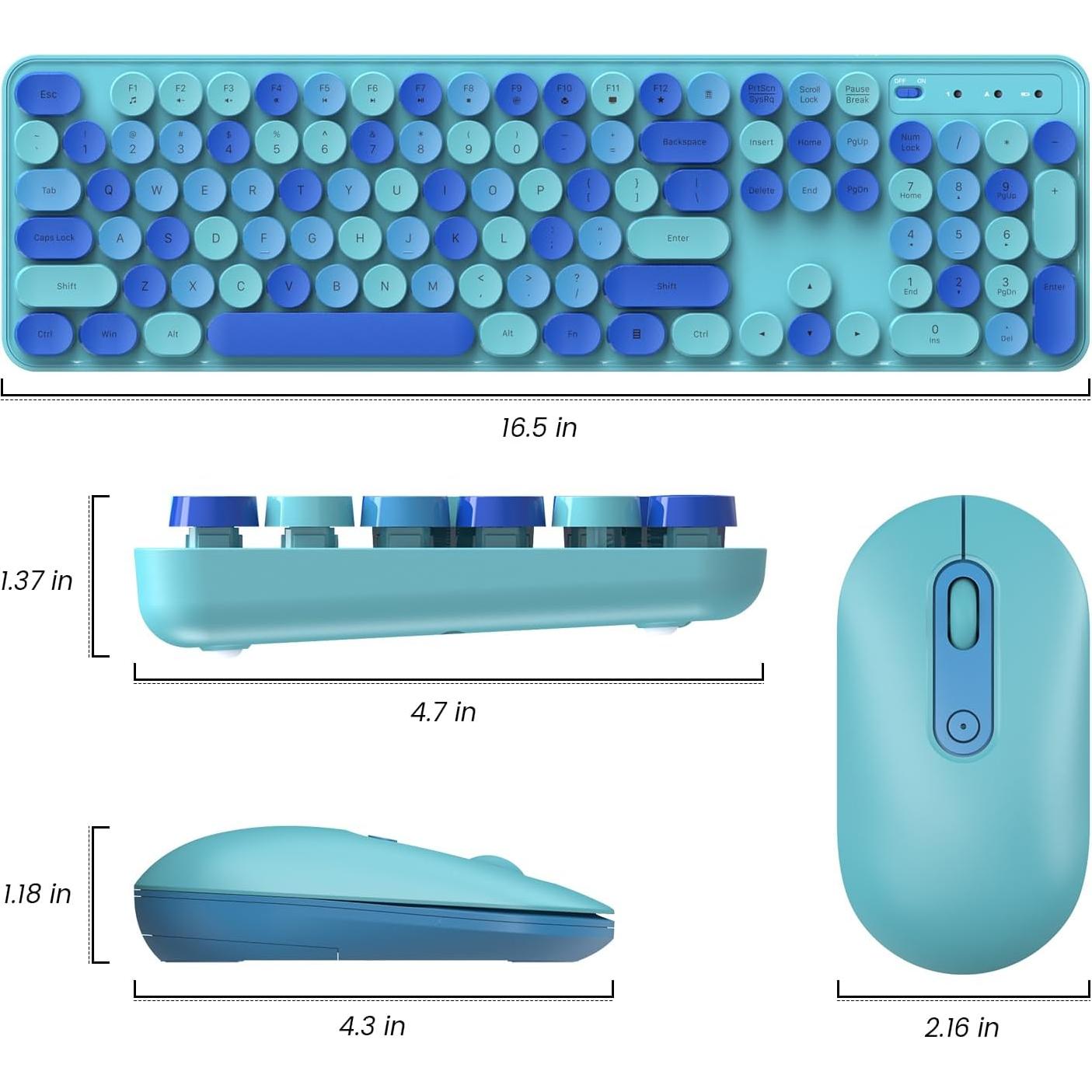 Combo Teclado y Ratón Inalámbricos LIZRROT Azul Silencioso
